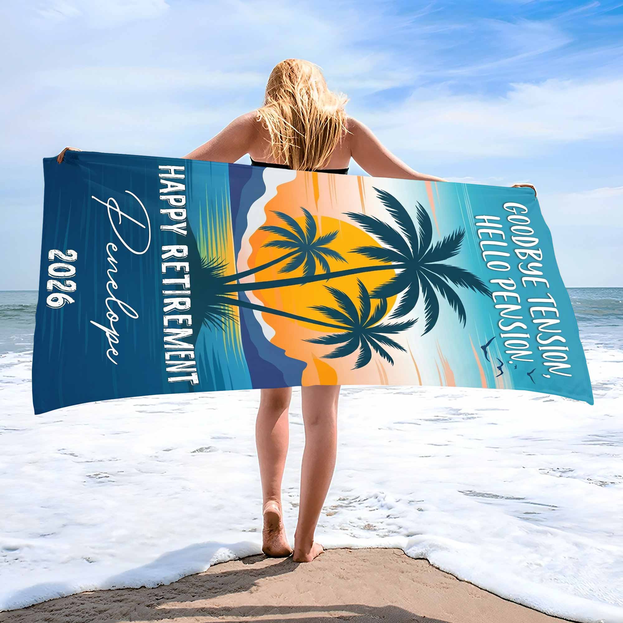 Personalized Beach Towel Custom Name Retirement Gift for Dad Beach Towels GradoCreations