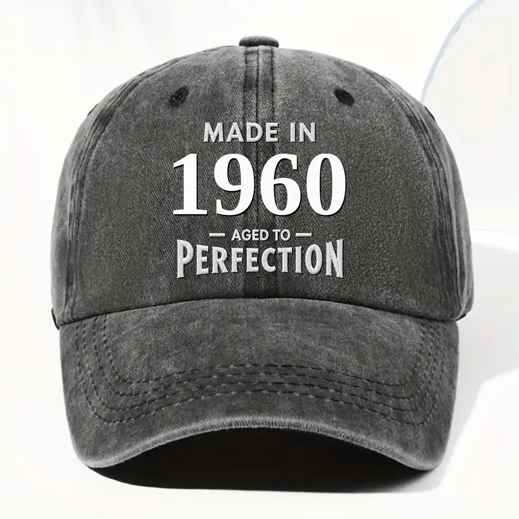 Personalized Vintage Washed Denim Cap Custom Year Gift for Dad Washed Denim Cap GradoCreations