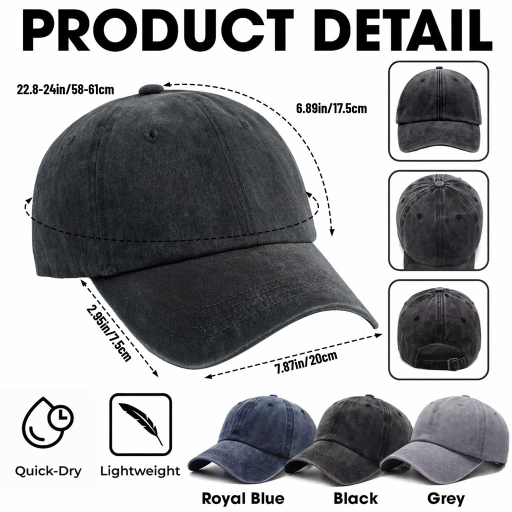 Personalized Vintage Washed Denim Cap Custom Year Gift for Dad Washed Denim Cap GradoCreations