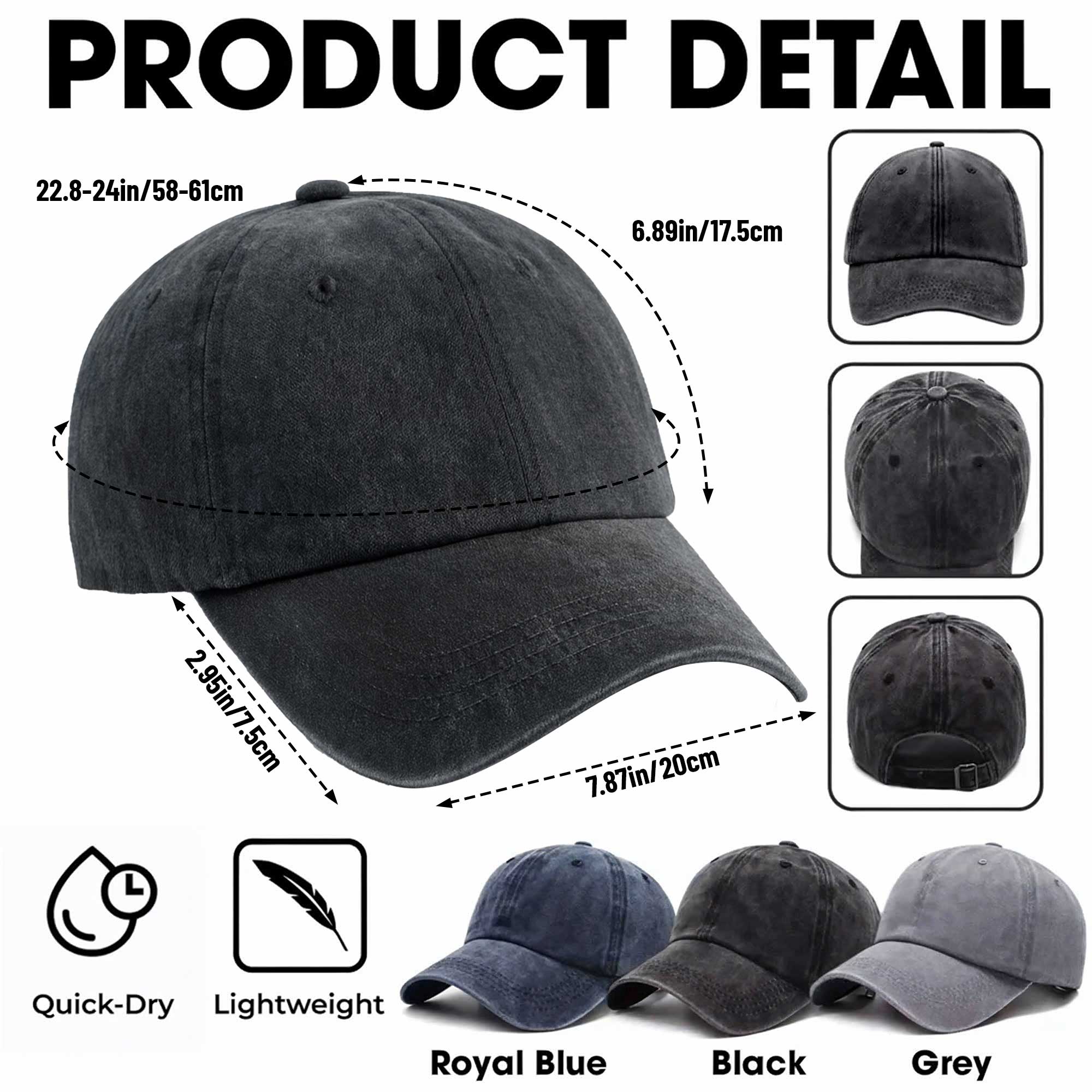 Personalized Vintage Washed Denim Cap Custom Year Gift for Dad Washed Denim Cap GradoCreations