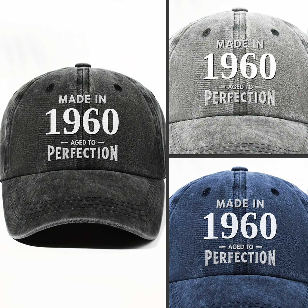 Personalized Vintage Washed Denim Cap Custom Year Gift for Dad Washed Denim Cap GradoCreations