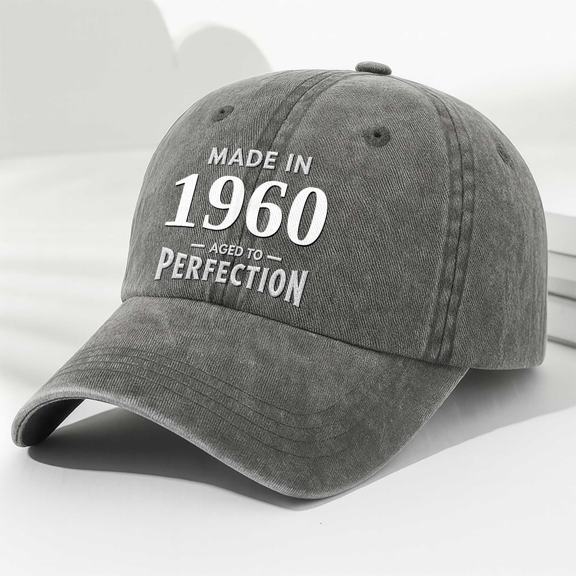Personalized Vintage Washed Denim Cap Custom Year Gift for Dad Washed Denim Cap GradoCreations