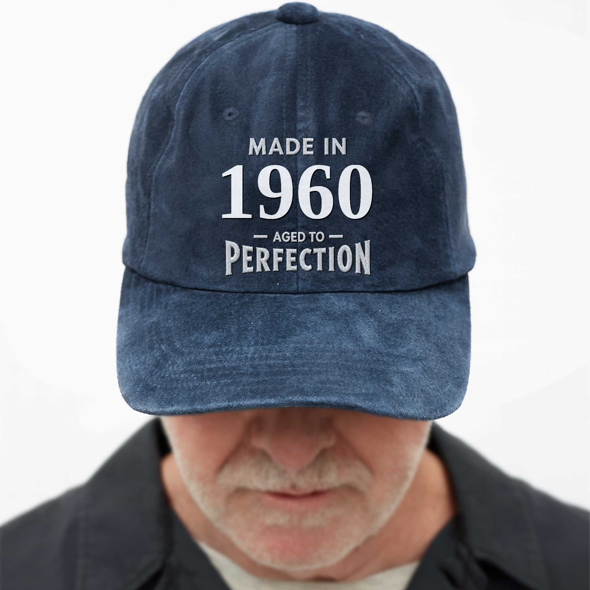 Personalized Vintage Washed Denim Cap Custom Year Gift for Dad Washed Denim Cap GradoCreations