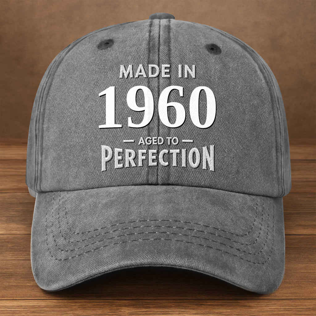 Personalized Vintage Washed Denim Cap Custom Year Gift for Dad Washed Denim Cap GradoCreations
