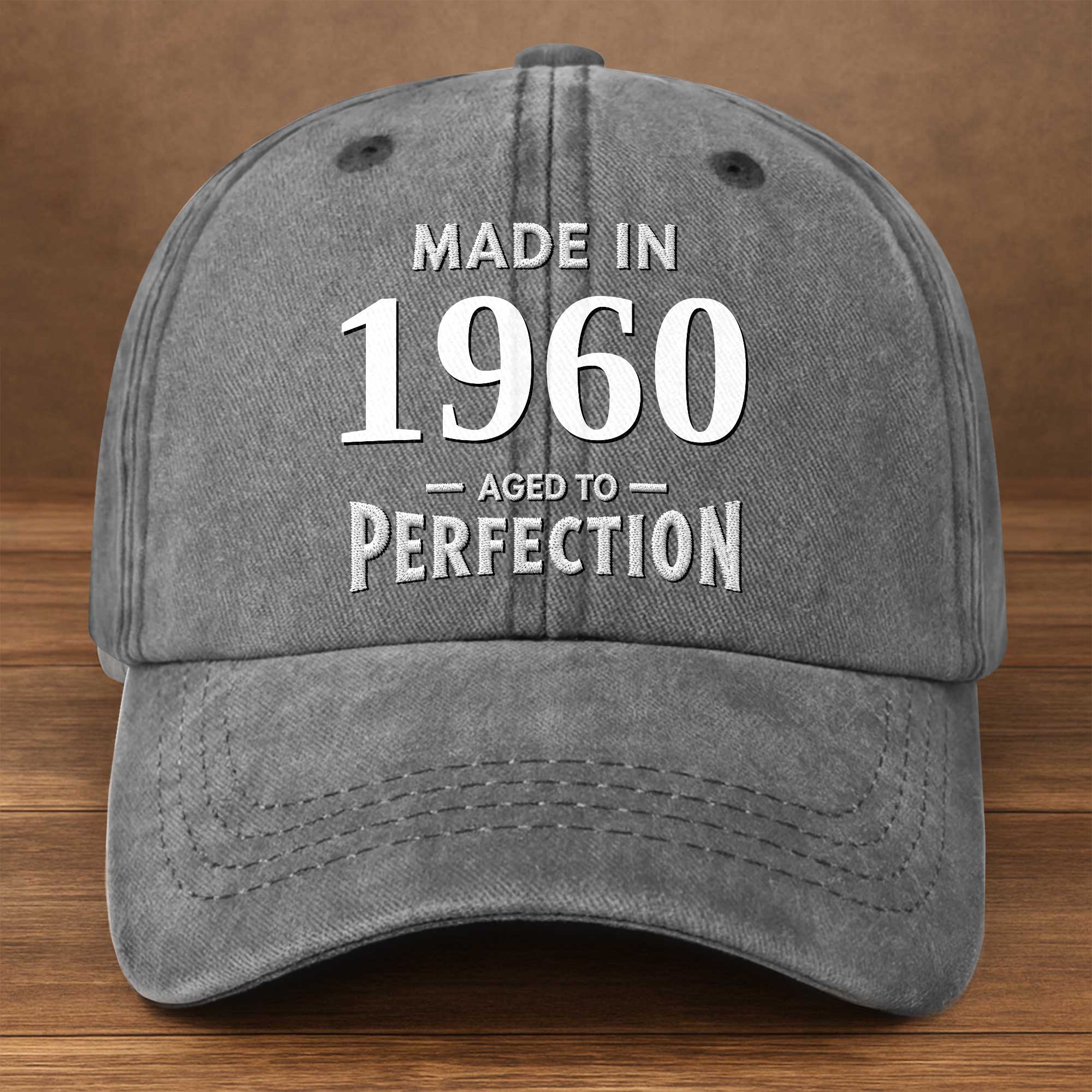 Personalized Vintage Washed Denim Cap Custom Year Gift for Dad Washed Denim Cap GradoCreations