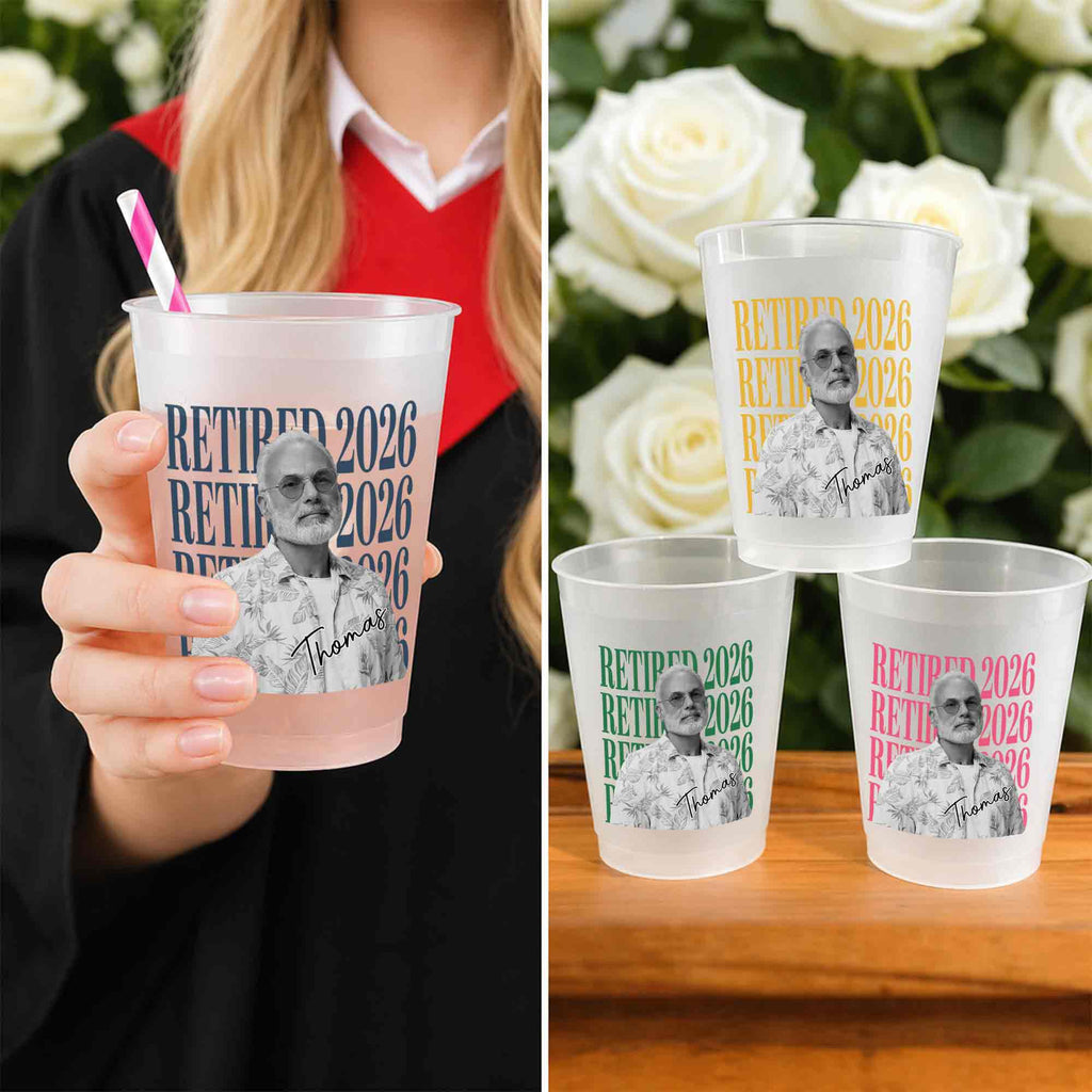 Personalized Frosted Cups Custom Name Photo Retirement Gift Frosted Cups GradoCreations