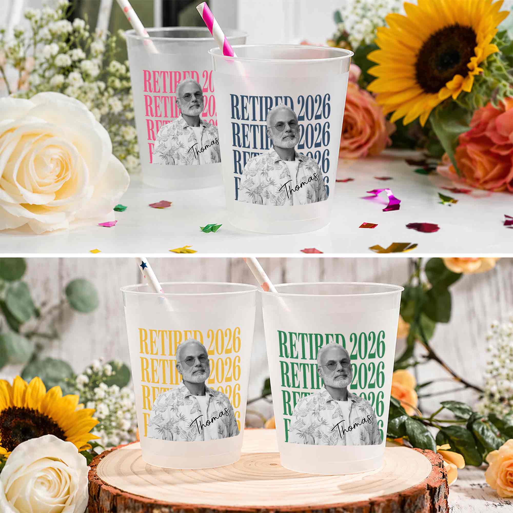 Personalized Frosted Cups Custom Name Photo Retirement Gift Frosted Cups GradoCreations