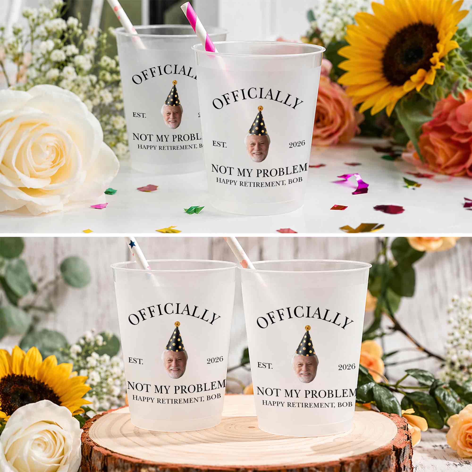 Personalized Frosted Cups Custom Face Retirement Party Gift Frosted Cups GradoCreations