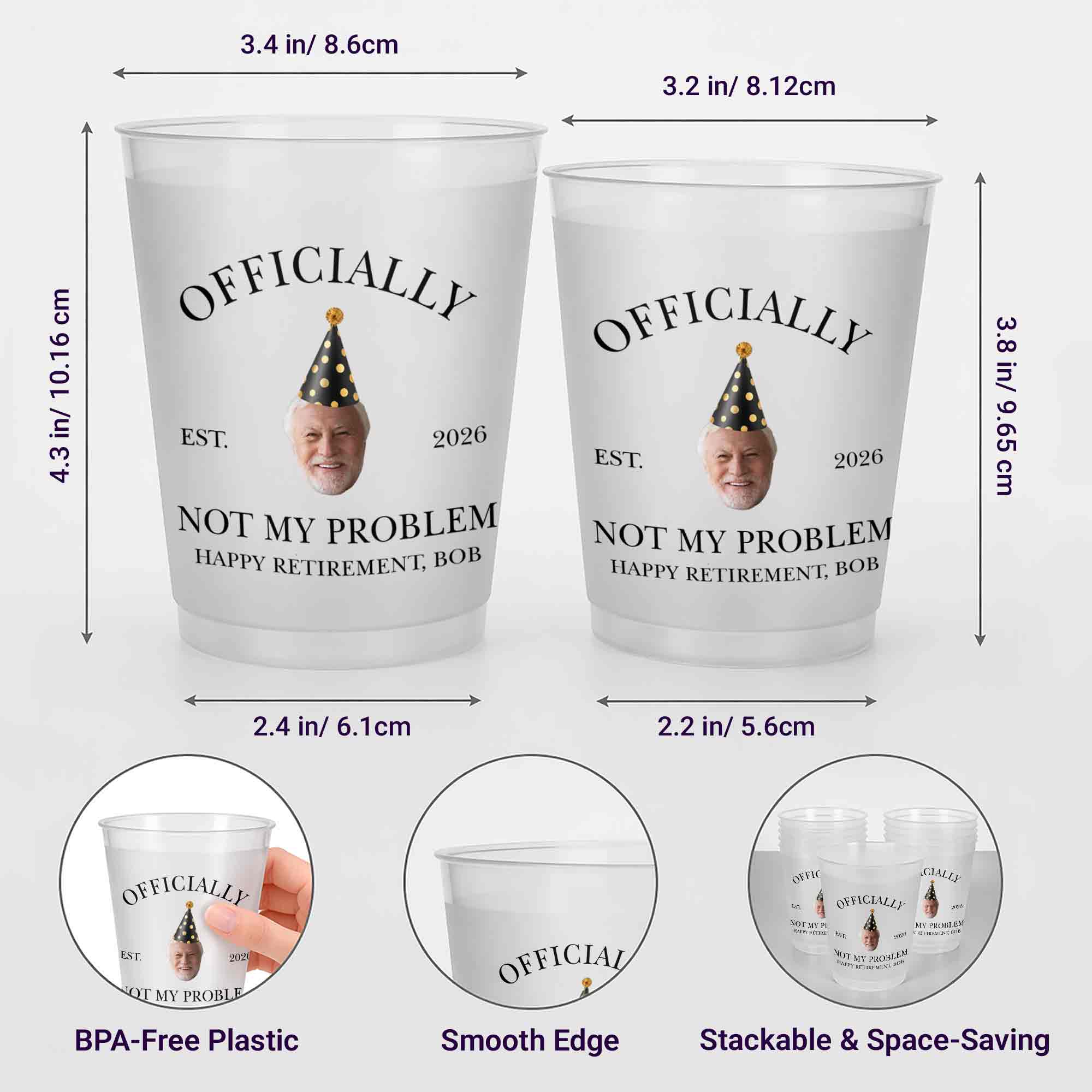 Personalized Frosted Cups Custom Face Retirement Party Gift Frosted Cups GradoCreations
