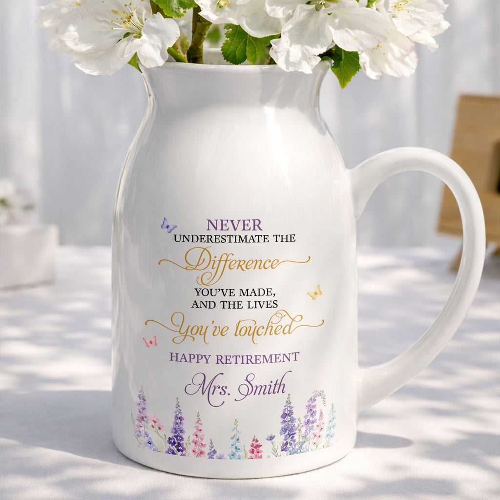 Personalized Ceramic Flower Vase Custom Retirement Gift Flower Vase GradoCreations