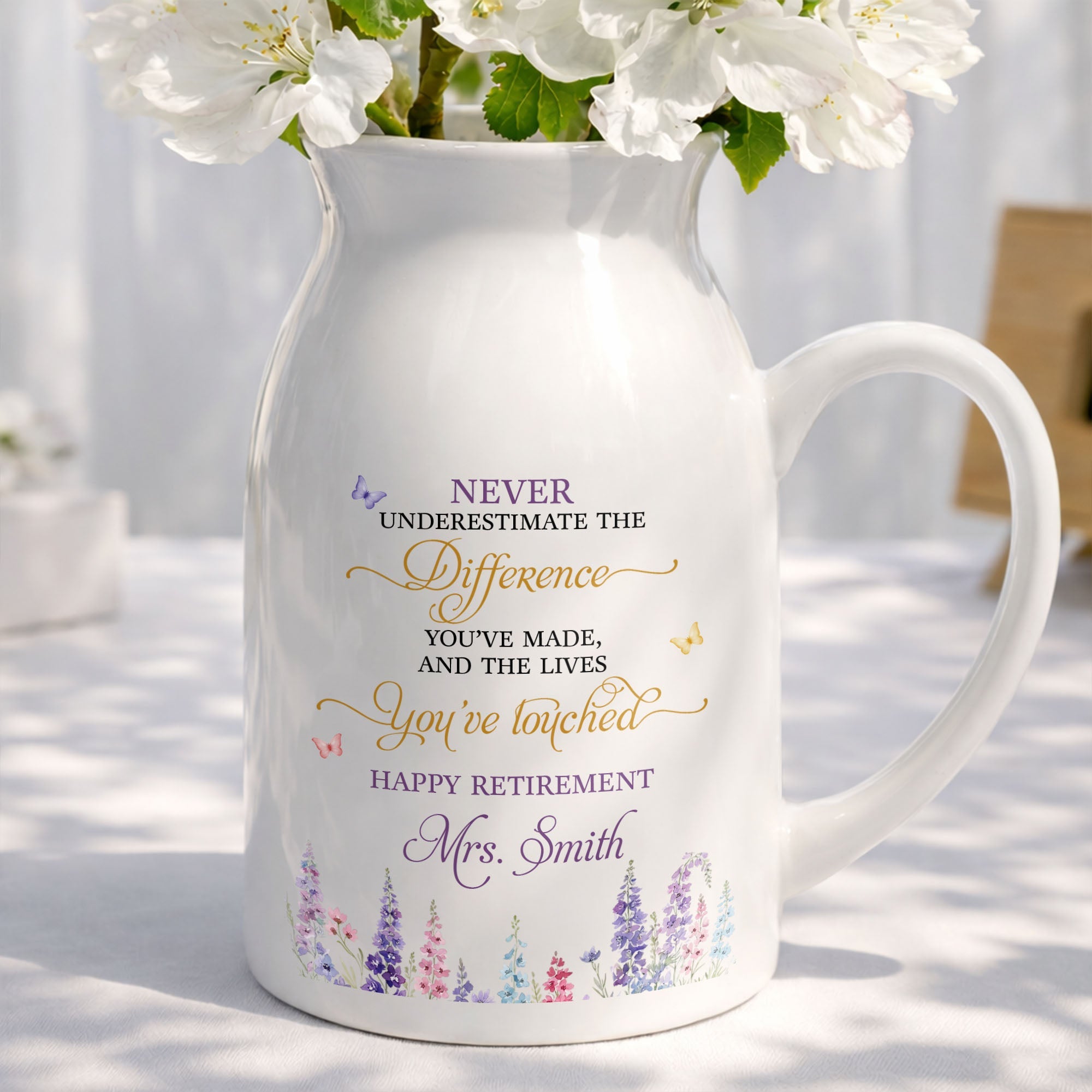 Personalized Ceramic Flower Vase Custom Retirement Gift Flower Vase GradoCreations