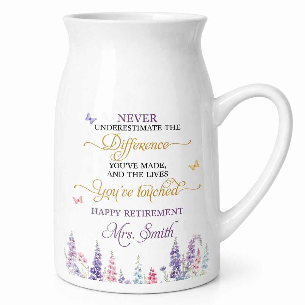Personalized Ceramic Flower Vase Custom Retirement Gift Flower Vase GradoCreations