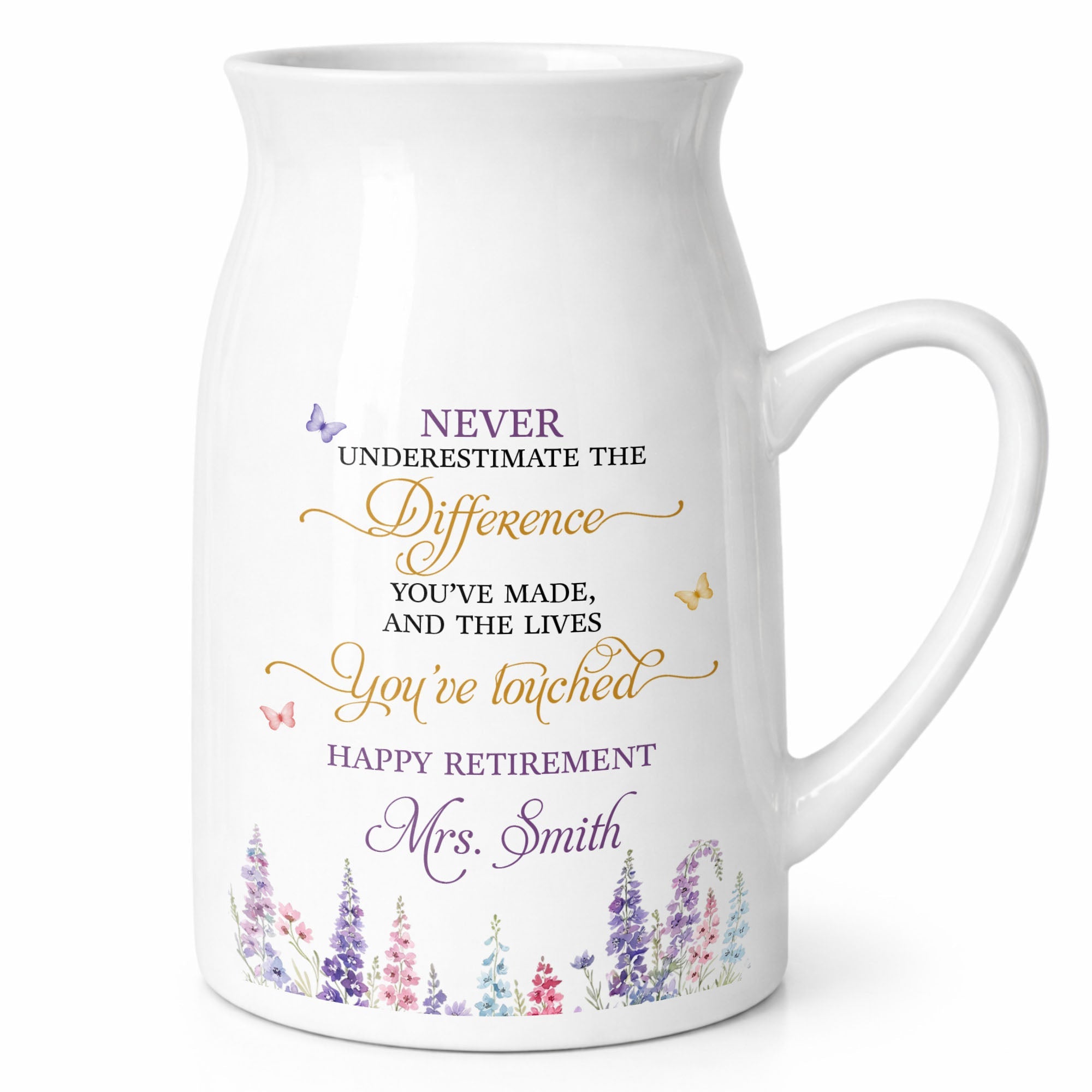 Personalized Ceramic Flower Vase Custom Retirement Gift Flower Vase GradoCreations