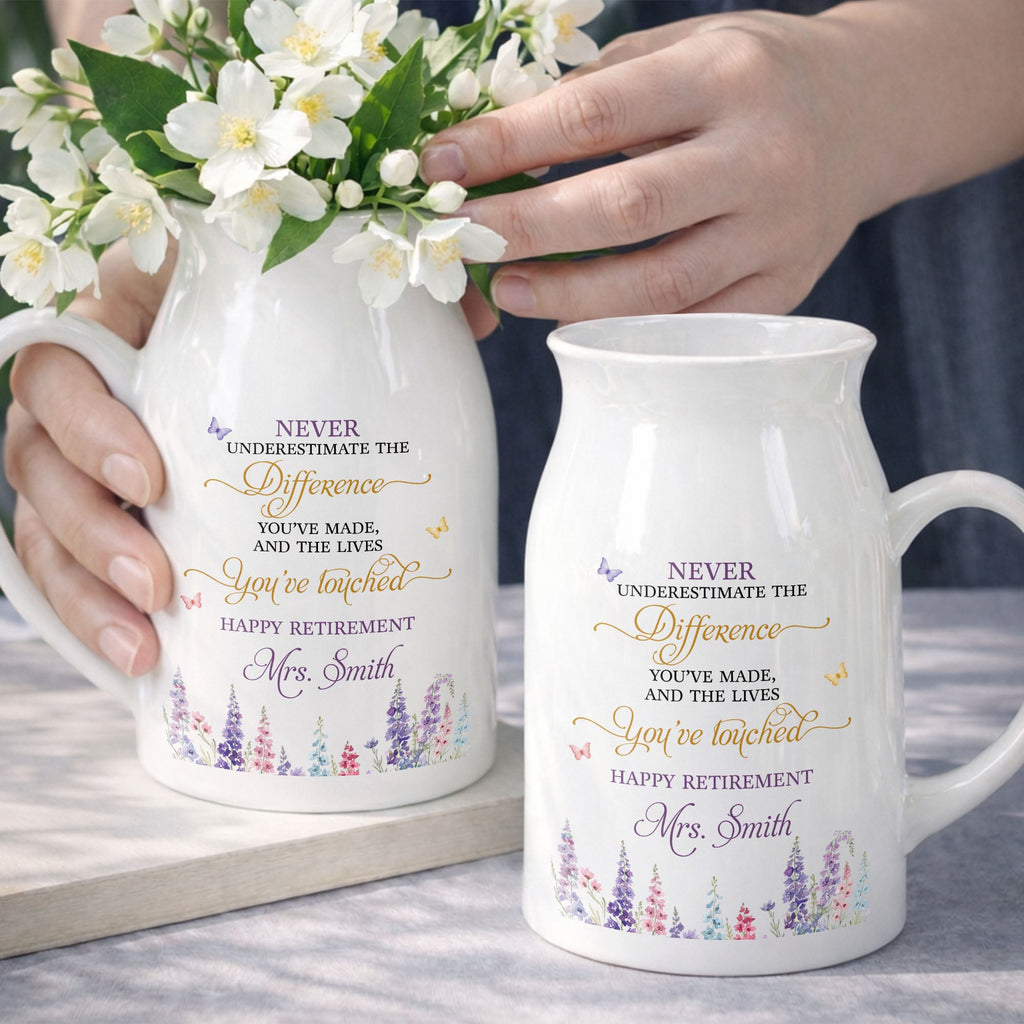 Personalized Ceramic Flower Vase Custom Retirement Gift Flower Vase GradoCreations
