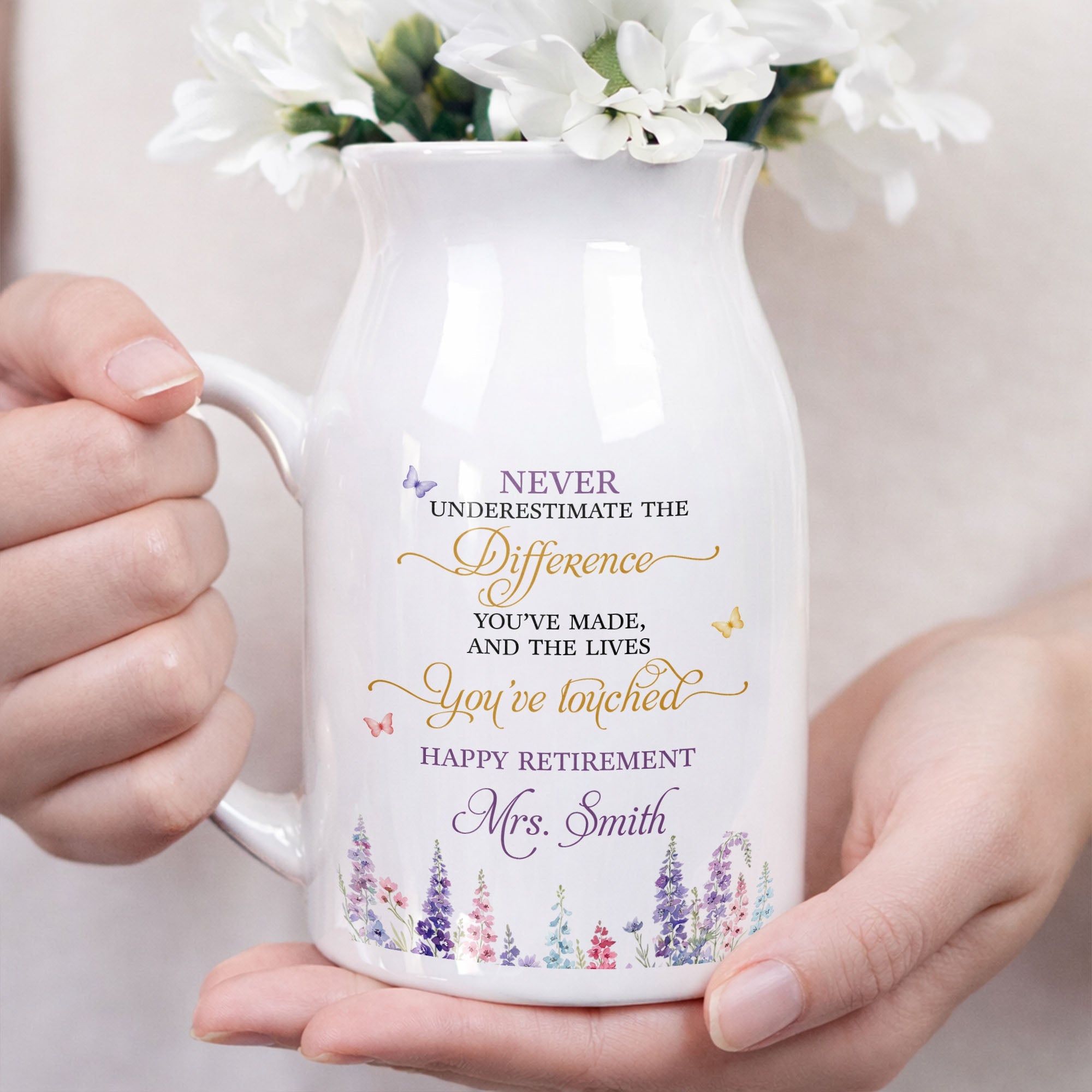 Personalized Ceramic Flower Vase Custom Retirement Gift Flower Vase GradoCreations