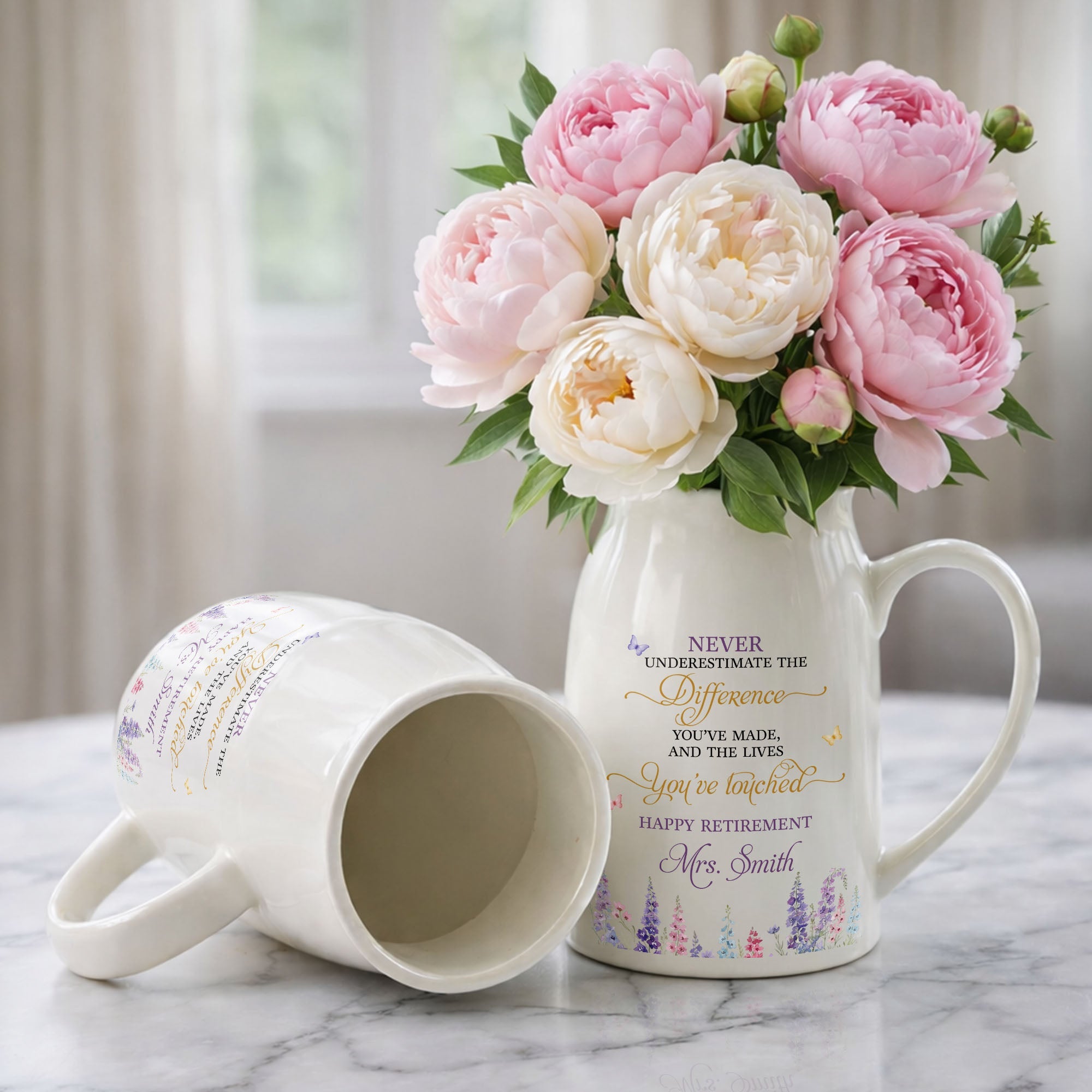 Personalized Ceramic Flower Vase Custom Retirement Gift Flower Vase GradoCreations