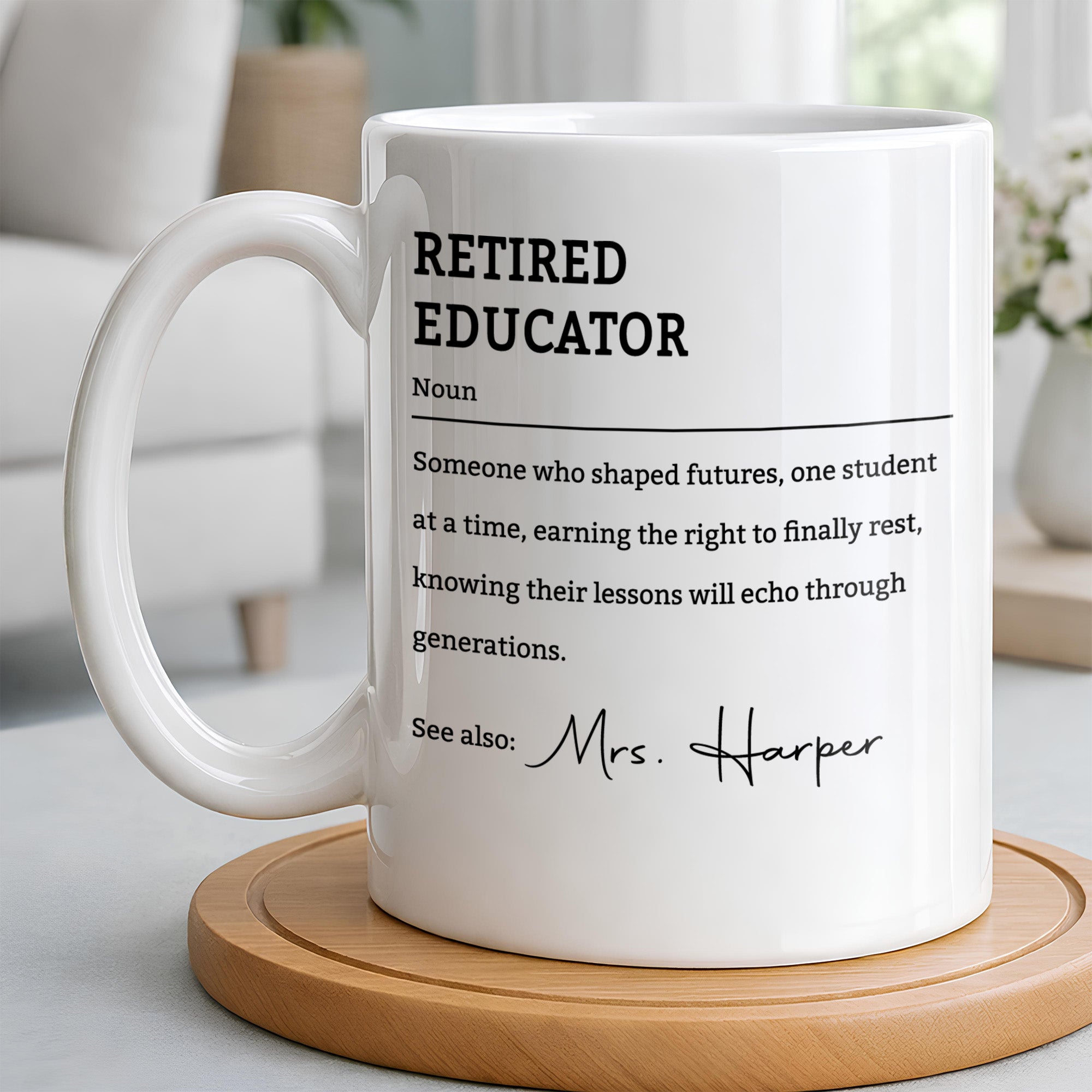 Personalized Coffee Mug Retired Educator Definition Gift Edge-to-edge Mug GradoCreations