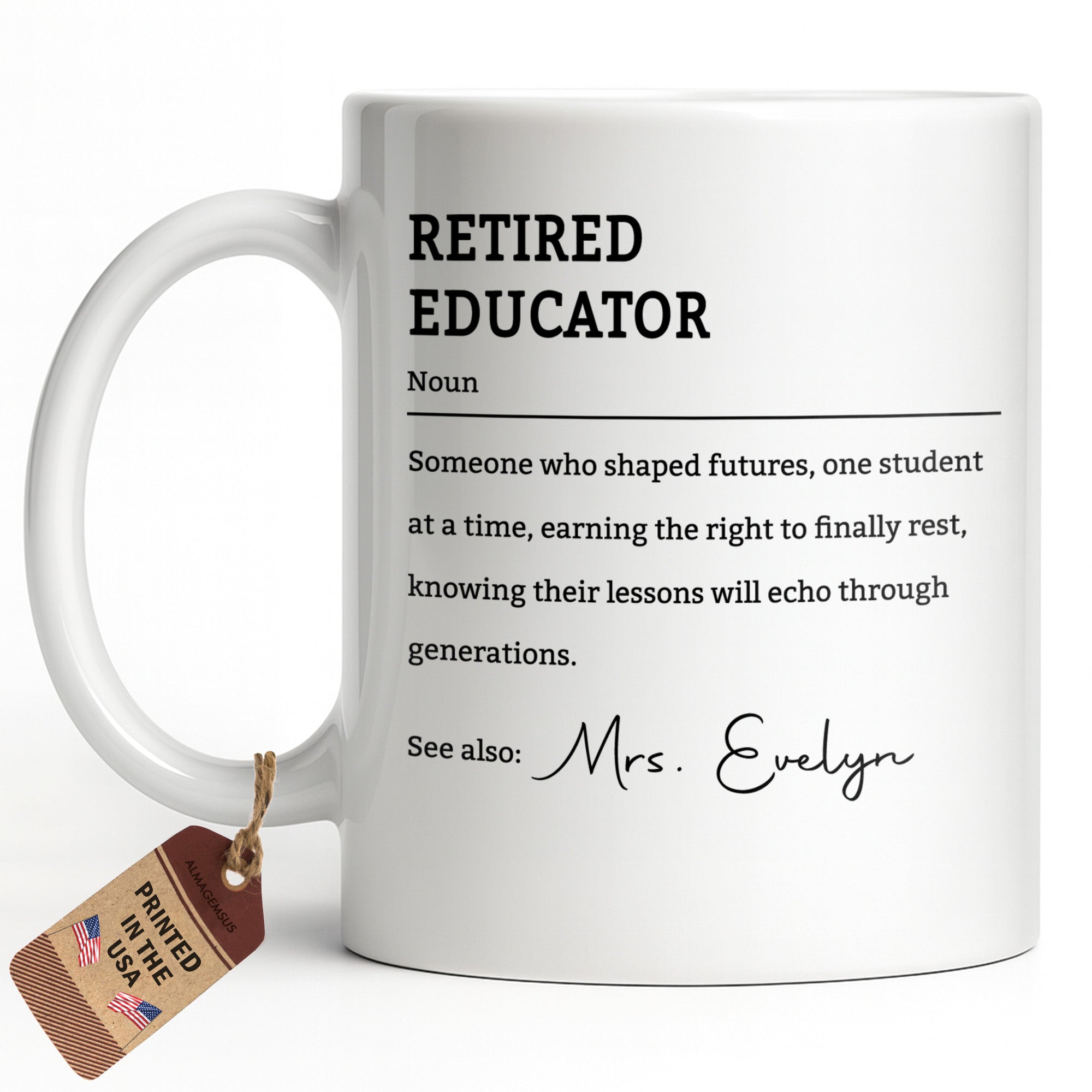 Personalized Coffee Mug Retired Educator Definition Gift Edge-to-edge Mug GradoCreations