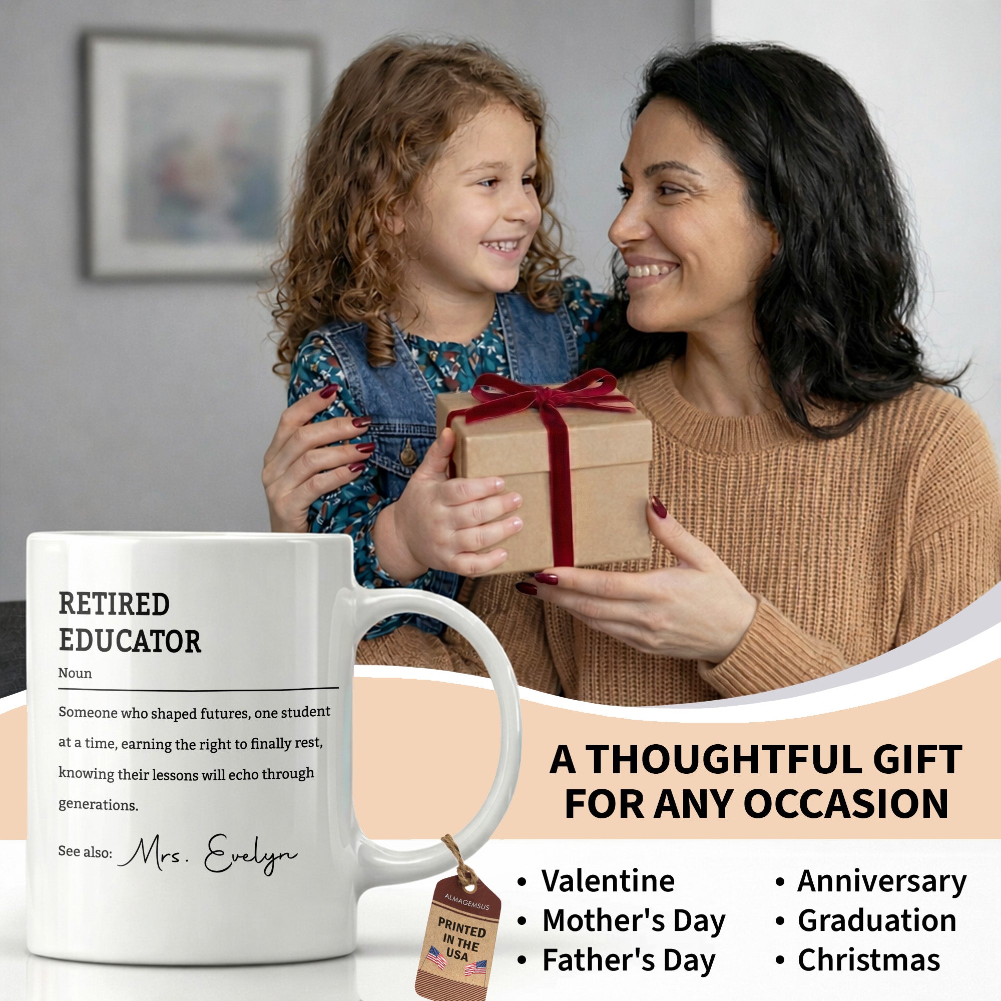 Personalized Coffee Mug Retired Educator Definition Gift Edge-to-edge Mug GradoCreations