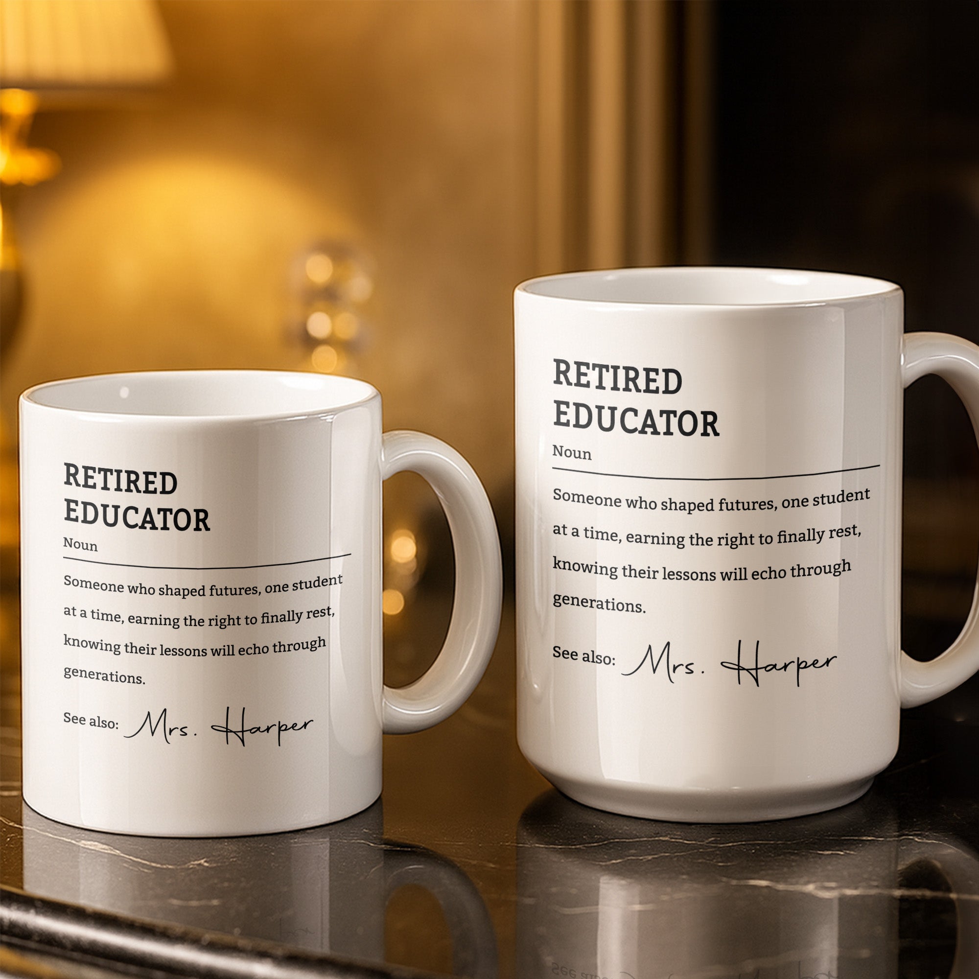 Personalized Coffee Mug Retired Educator Definition Gift Edge-to-edge Mug GradoCreations