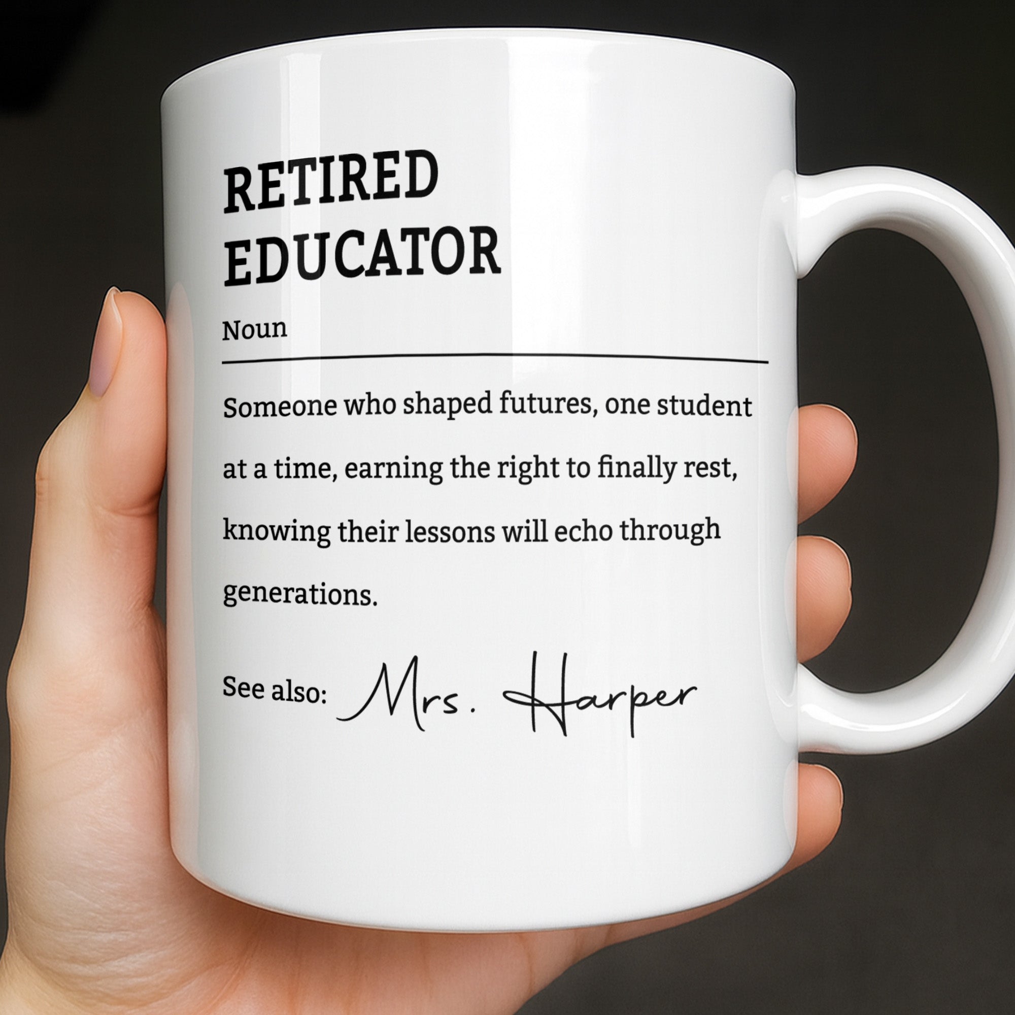 Personalized Coffee Mug Retired Educator Definition Gift Edge-to-edge Mug GradoCreations