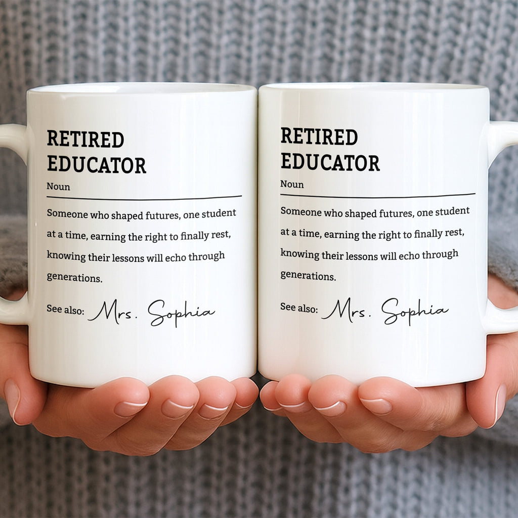 Personalized Coffee Mug Retired Educator Definition Gift Edge-to-edge Mug GradoCreations