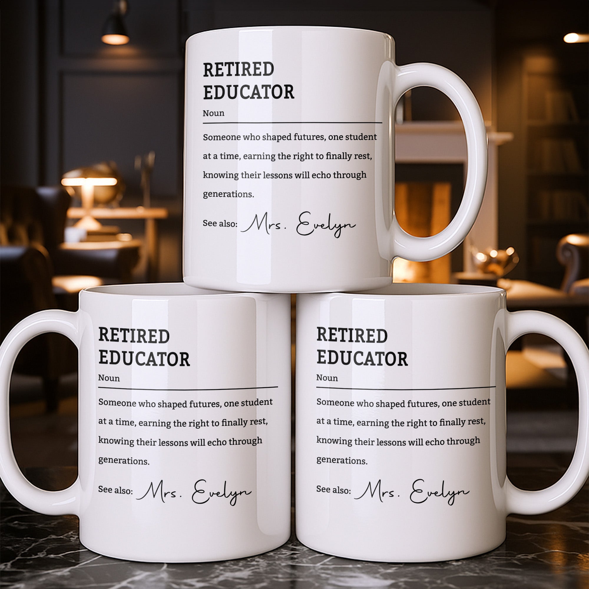 Personalized Coffee Mug Retired Educator Definition Gift Edge-to-edge Mug GradoCreations
