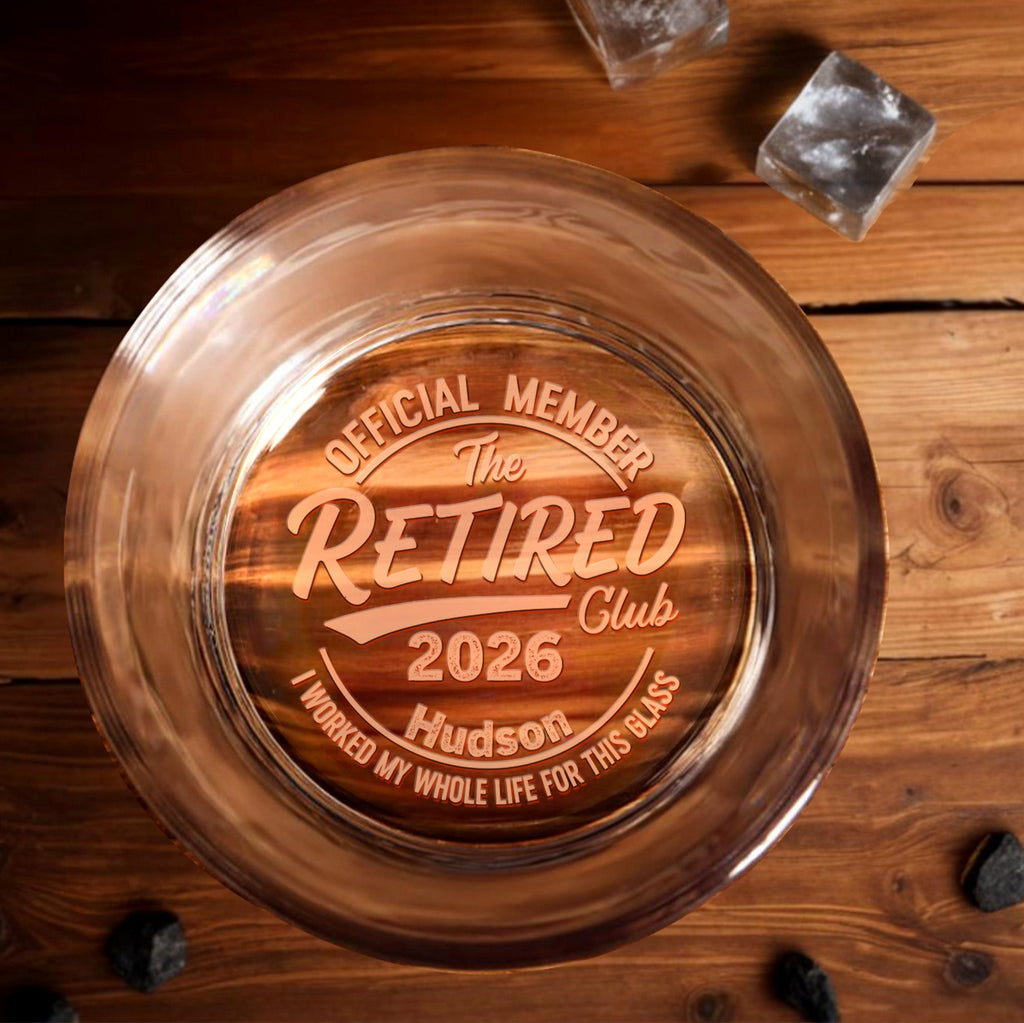 Personalized Engraved Whiskey Glass Retirement Gift for Dad