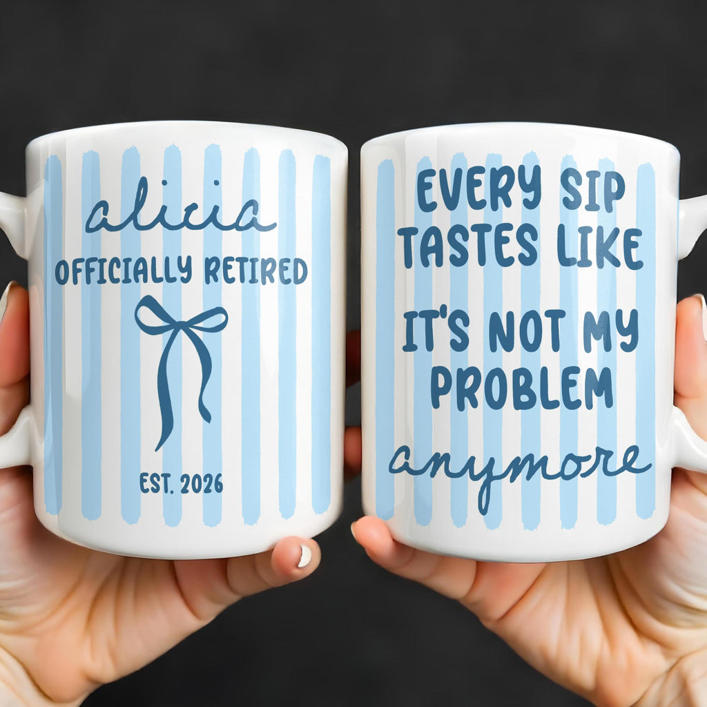 Personalized Coffee Mug for Retired Friends Custom Name Gift Edge-to-edge Mug GradoCreations