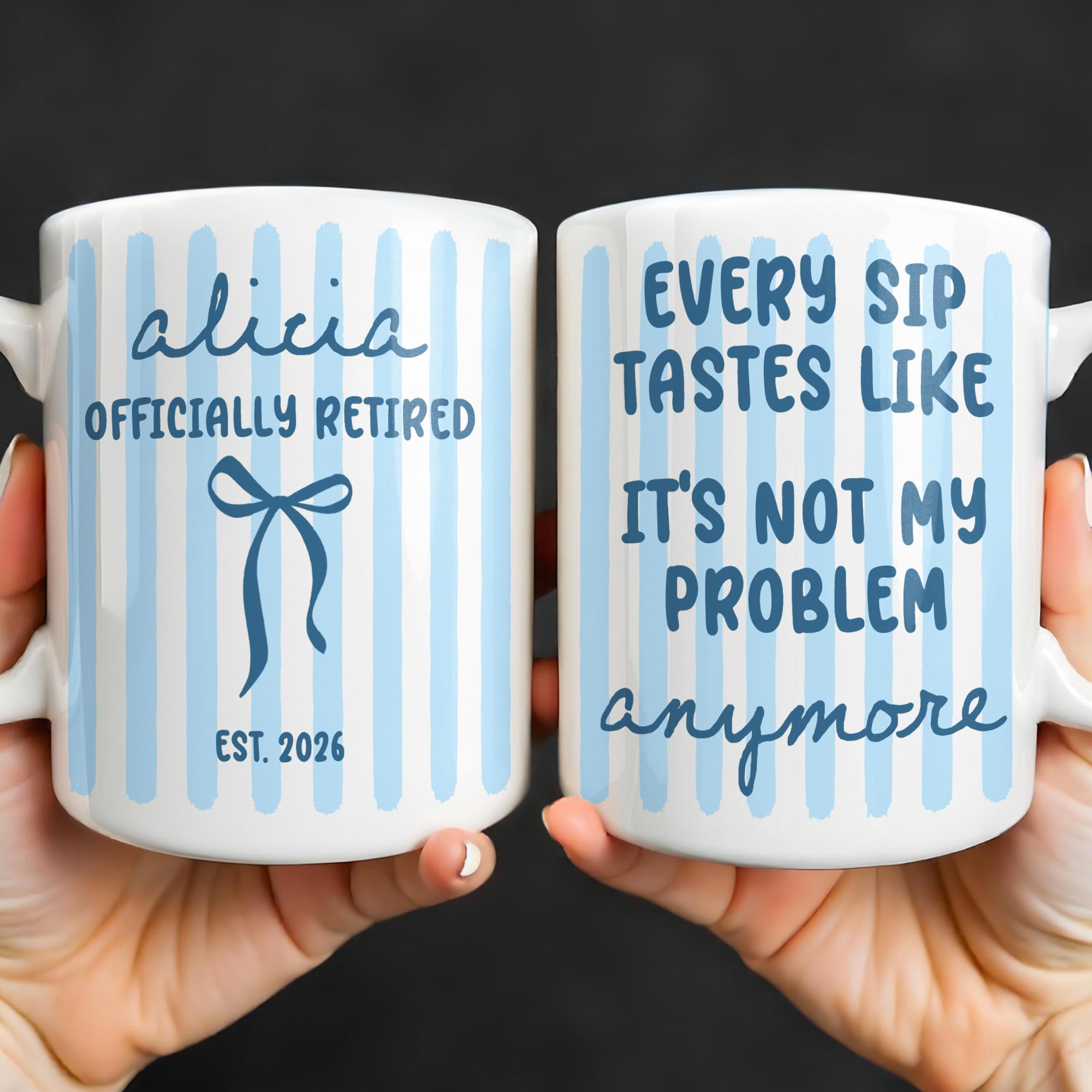 Personalized Coffee Mug for Retired Friends Custom Name Gift Edge-to-edge Mug GradoCreations