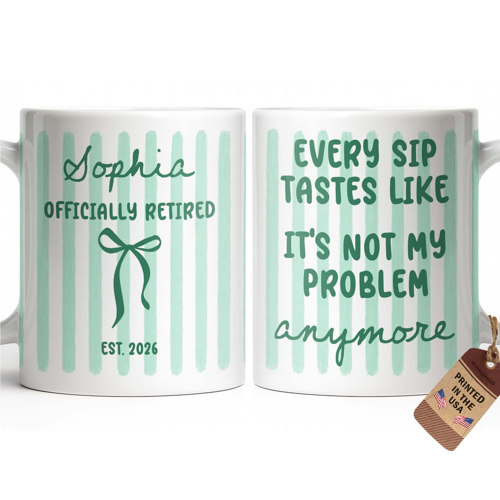Personalized Coffee Mug for Retired Friends Custom Name Gift Edge-to-edge Mug GradoCreations