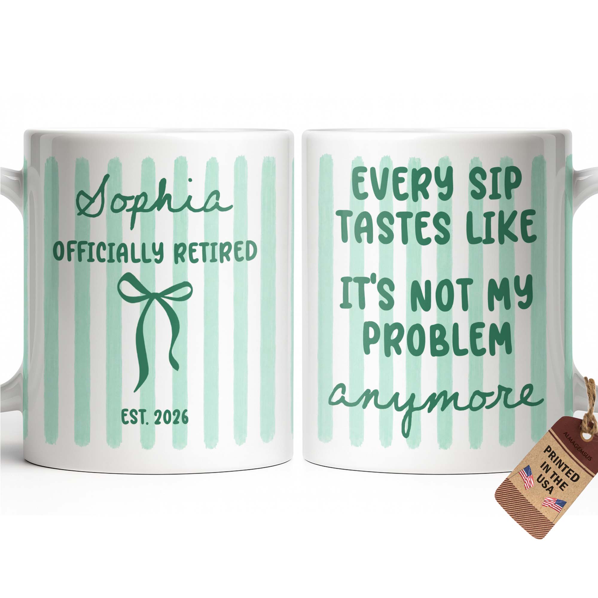 Personalized Coffee Mug for Retired Friends Custom Name Gift Edge-to-edge Mug GradoCreations