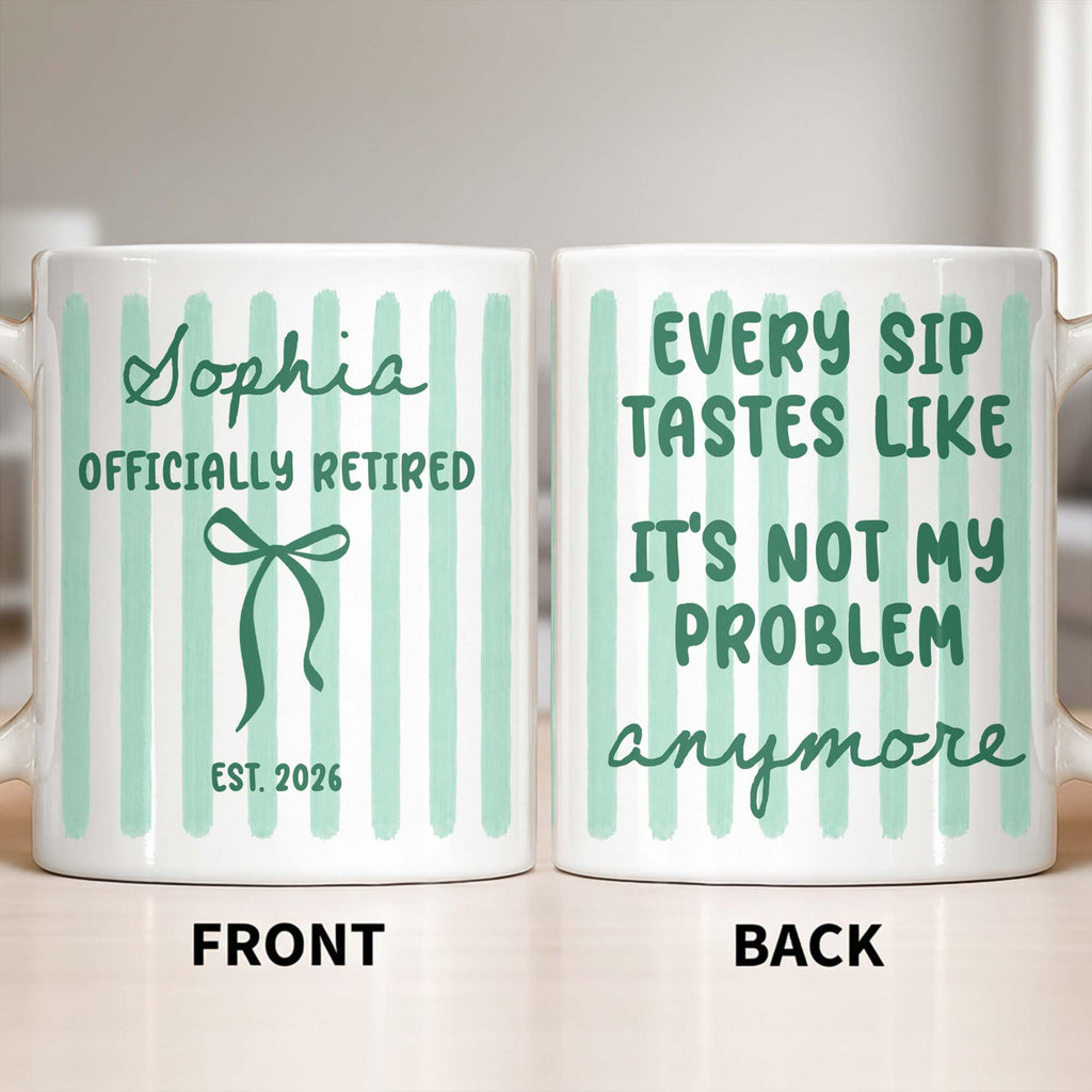Personalized Coffee Mug for Retired Friends Custom Name Gift Edge-to-edge Mug GradoCreations