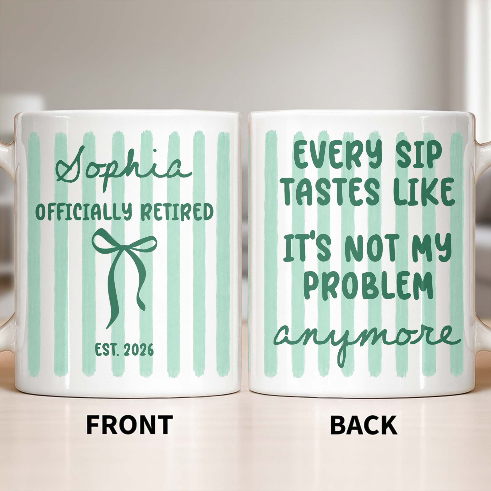 Personalized Coffee Mug for Retired Friends Custom Name Gift Edge-to-edge Mug GradoCreations