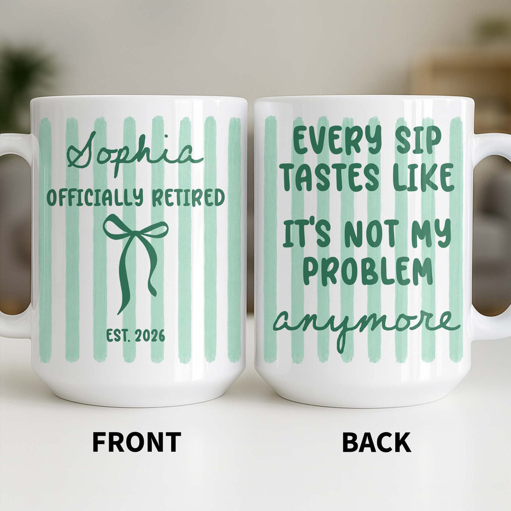 Personalized Coffee Mug for Retired Friends Custom Name Gift Edge-to-edge Mug GradoCreations