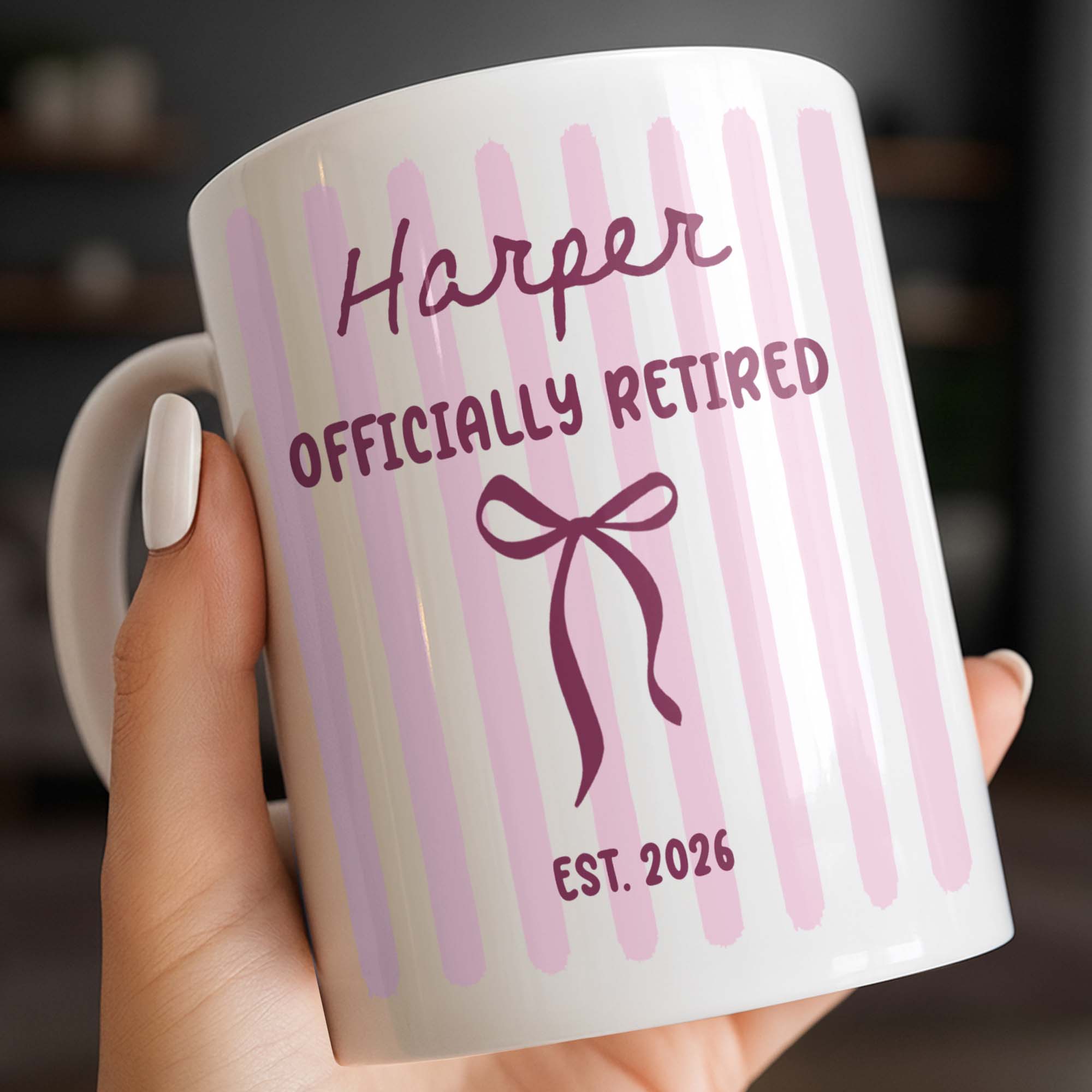 Personalized Coffee Mug for Retired Friends Custom Name Gift Edge-to-edge Mug GradoCreations