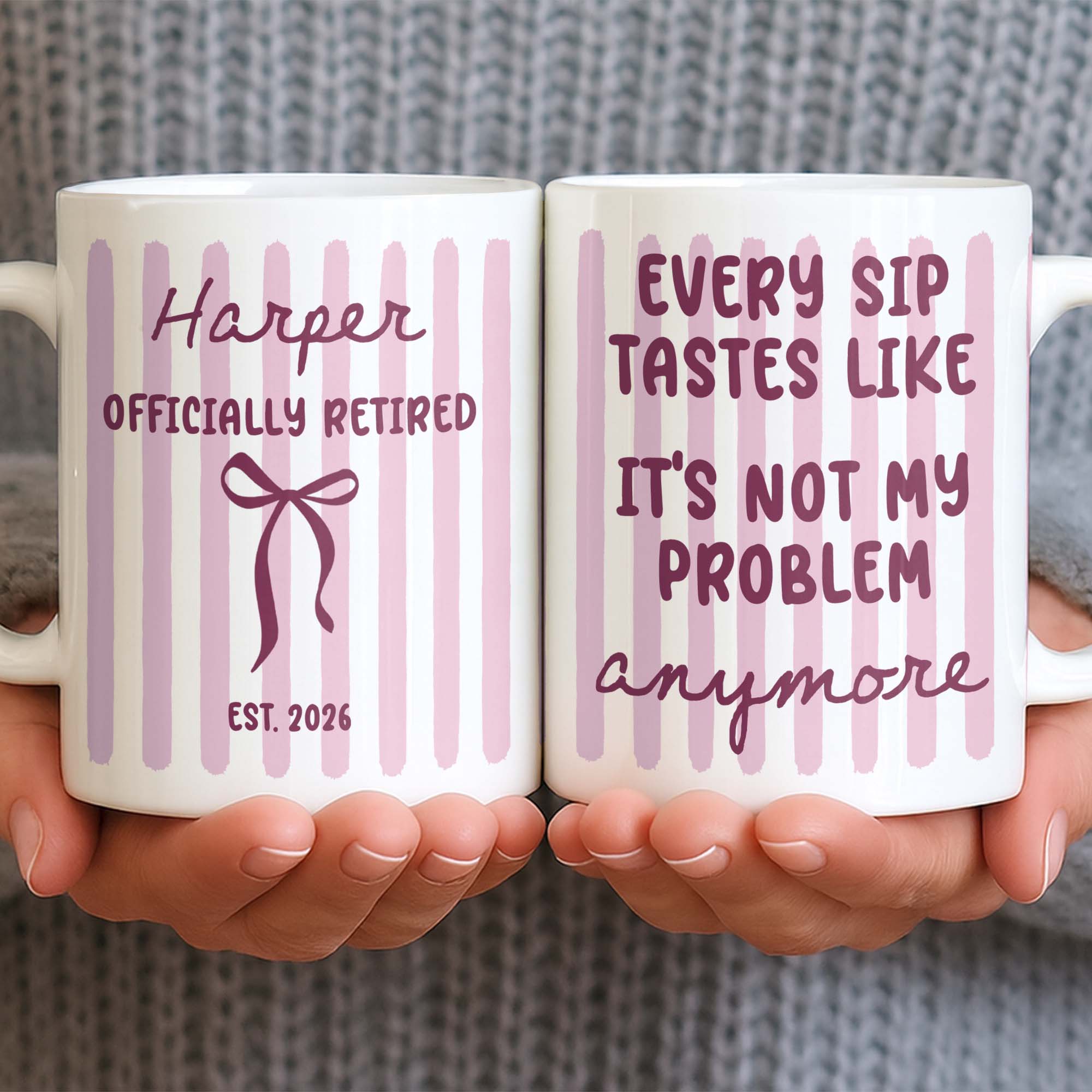 Personalized Coffee Mug for Retired Friends Custom Name Gift Edge-to-edge Mug GradoCreations