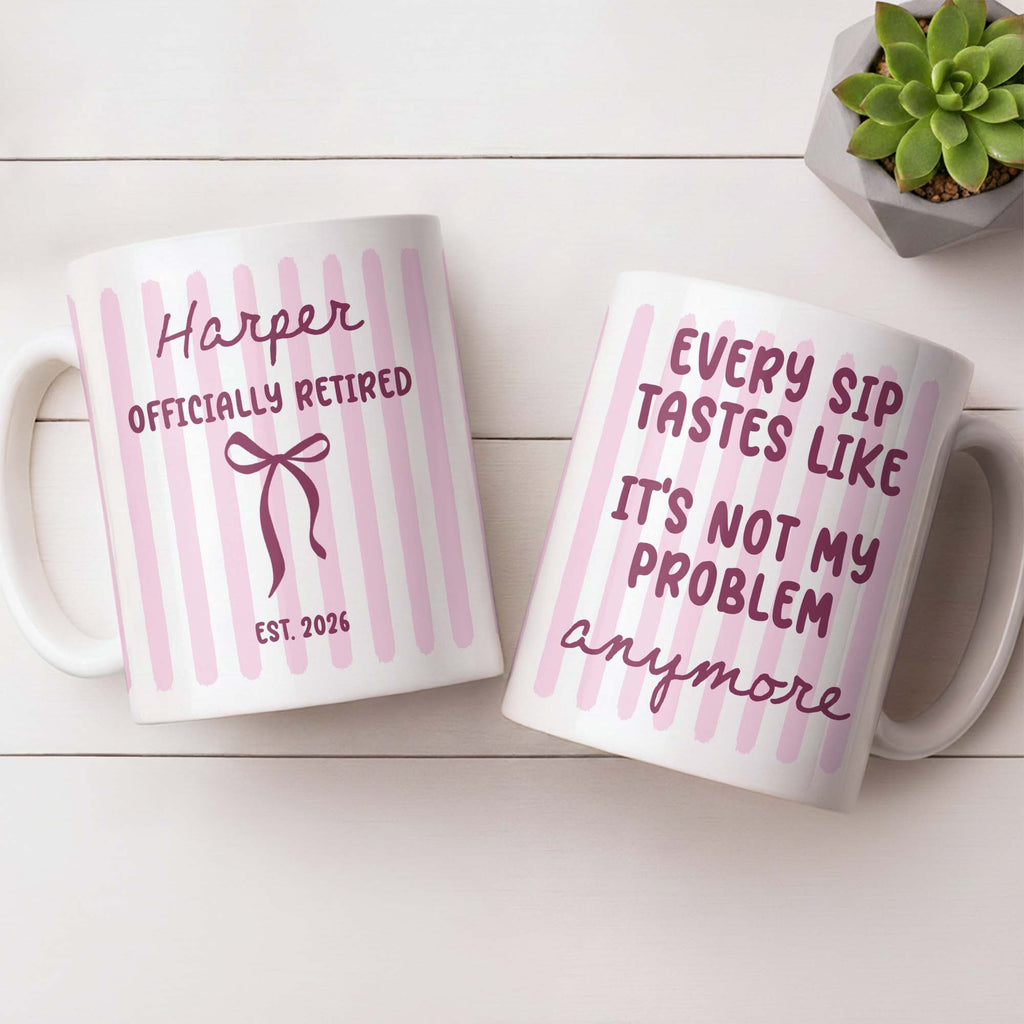 Personalized Coffee Mug for Retired Friends Custom Name Gift Edge-to-edge Mug GradoCreations