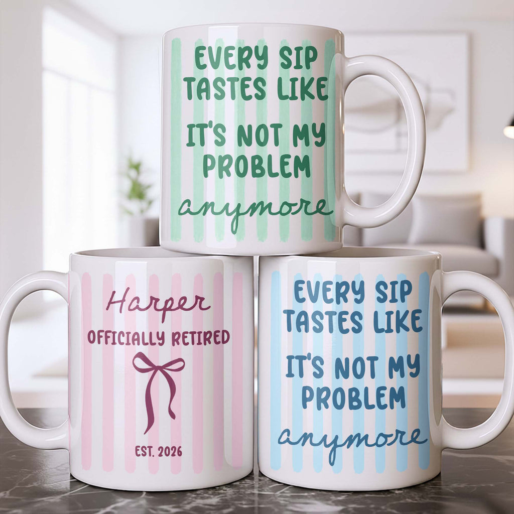 Personalized Coffee Mug for Retired Friends Custom Name Gift Edge-to-edge Mug GradoCreations