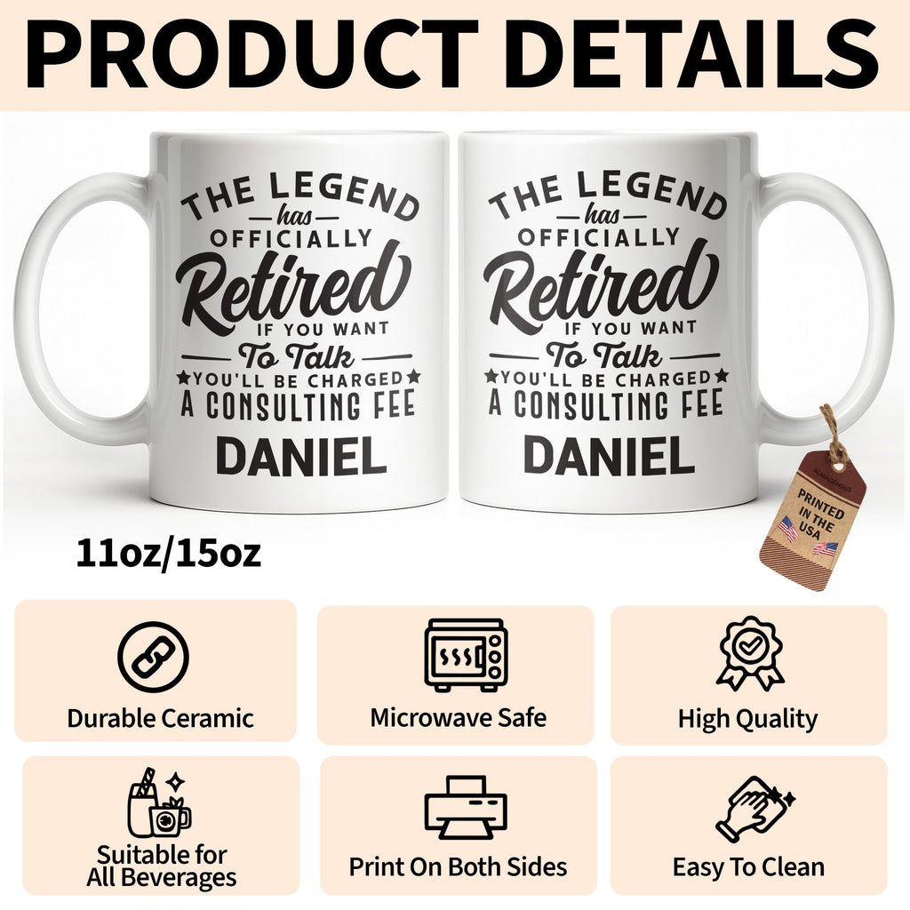 Personalized Funny Retirement Coffee Mug Custom Gift for Dad Edge-to-edge Mug GradoCreations