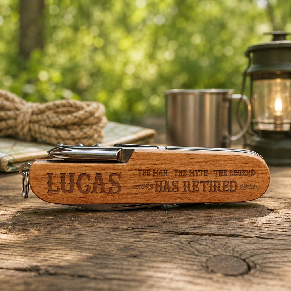 Personalized Wooden Multi Tool Custom Name Gift for Dad Retirement Wooden Multi Tool GradoCreations