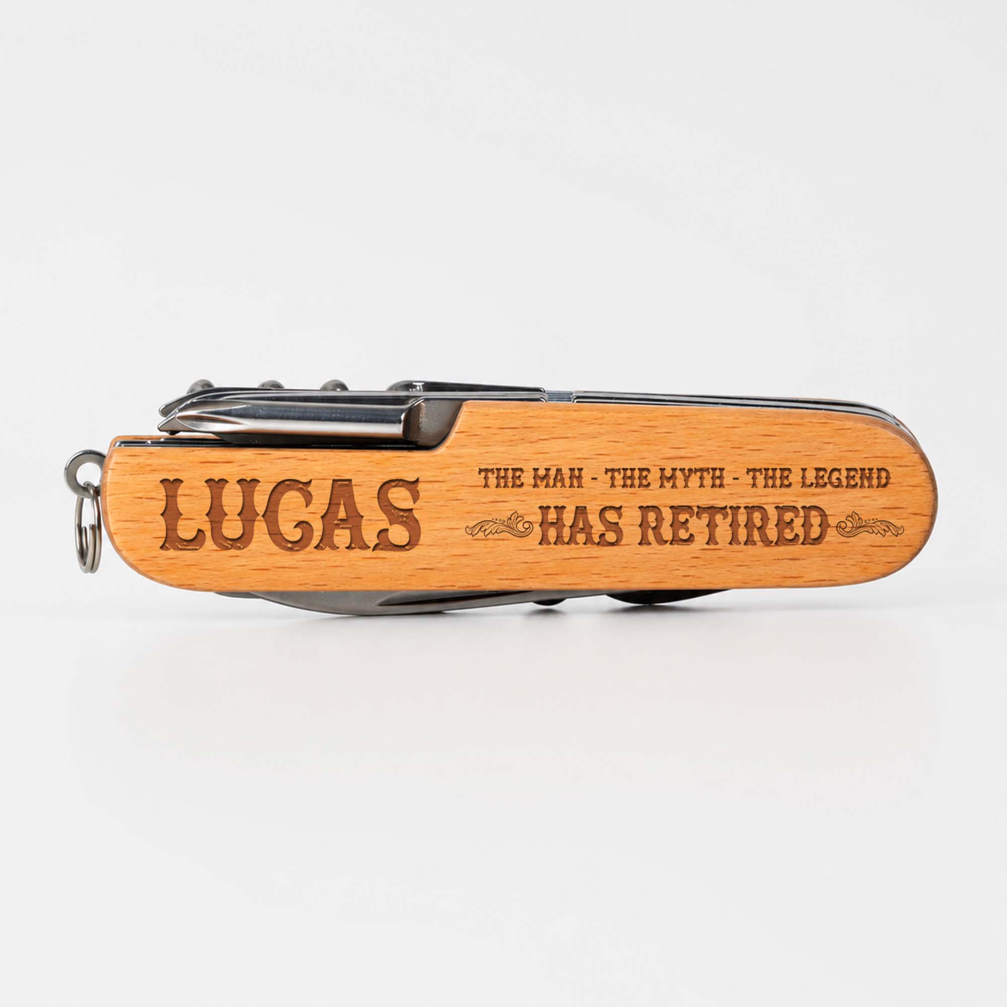 Personalized Wooden Multi Tool Custom Name Gift for Dad Retirement Wooden Multi Tool GradoCreations