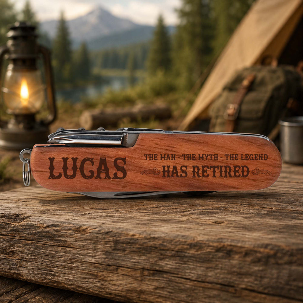 Personalized Wooden Multi Tool Custom Name Gift for Dad Retirement Wooden Multi Tool GradoCreations
