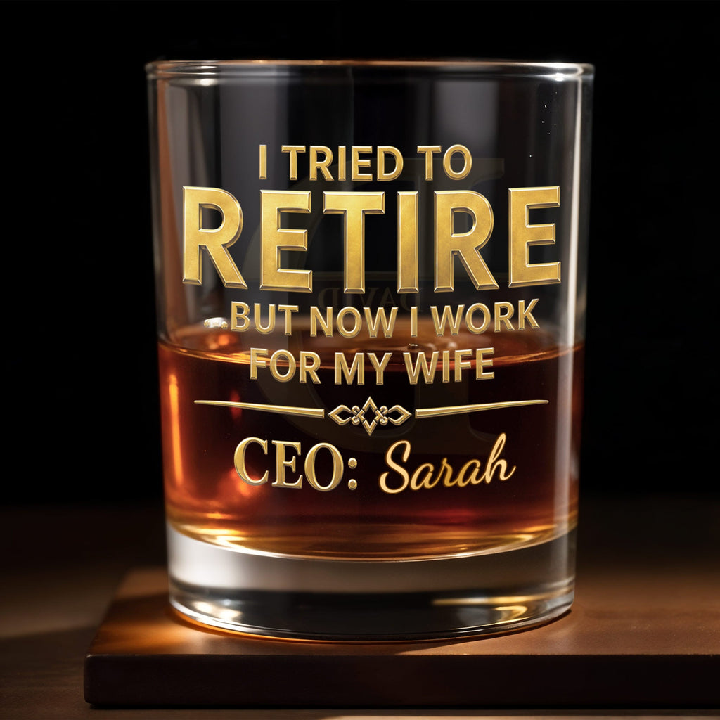 Personalized Custom Whiskey Glass for Dad Funny Retirement Gift Whiskey Glass GradoCreations