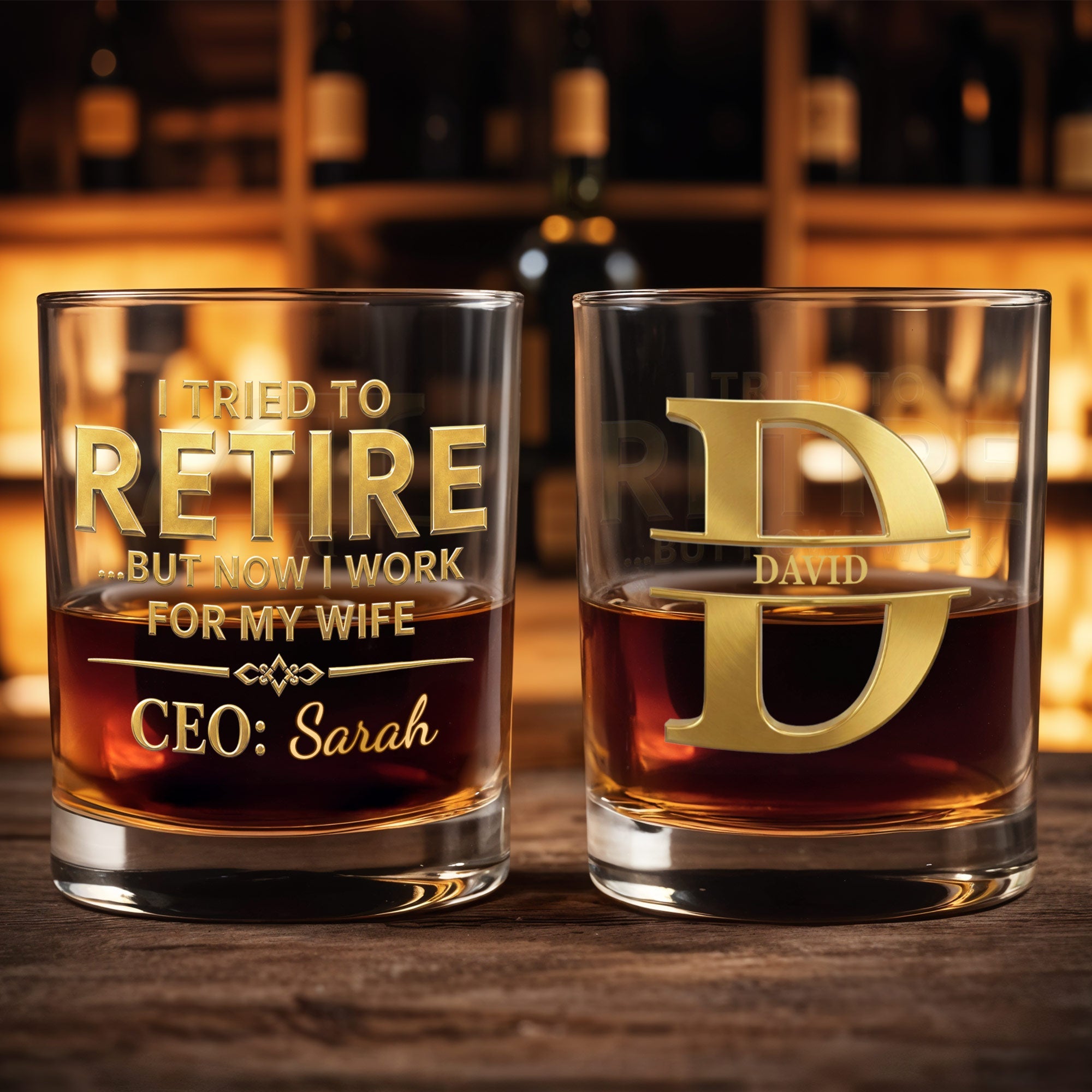 Personalized Custom Whiskey Glass for Dad Funny Retirement Gift Whiskey Glass GradoCreations