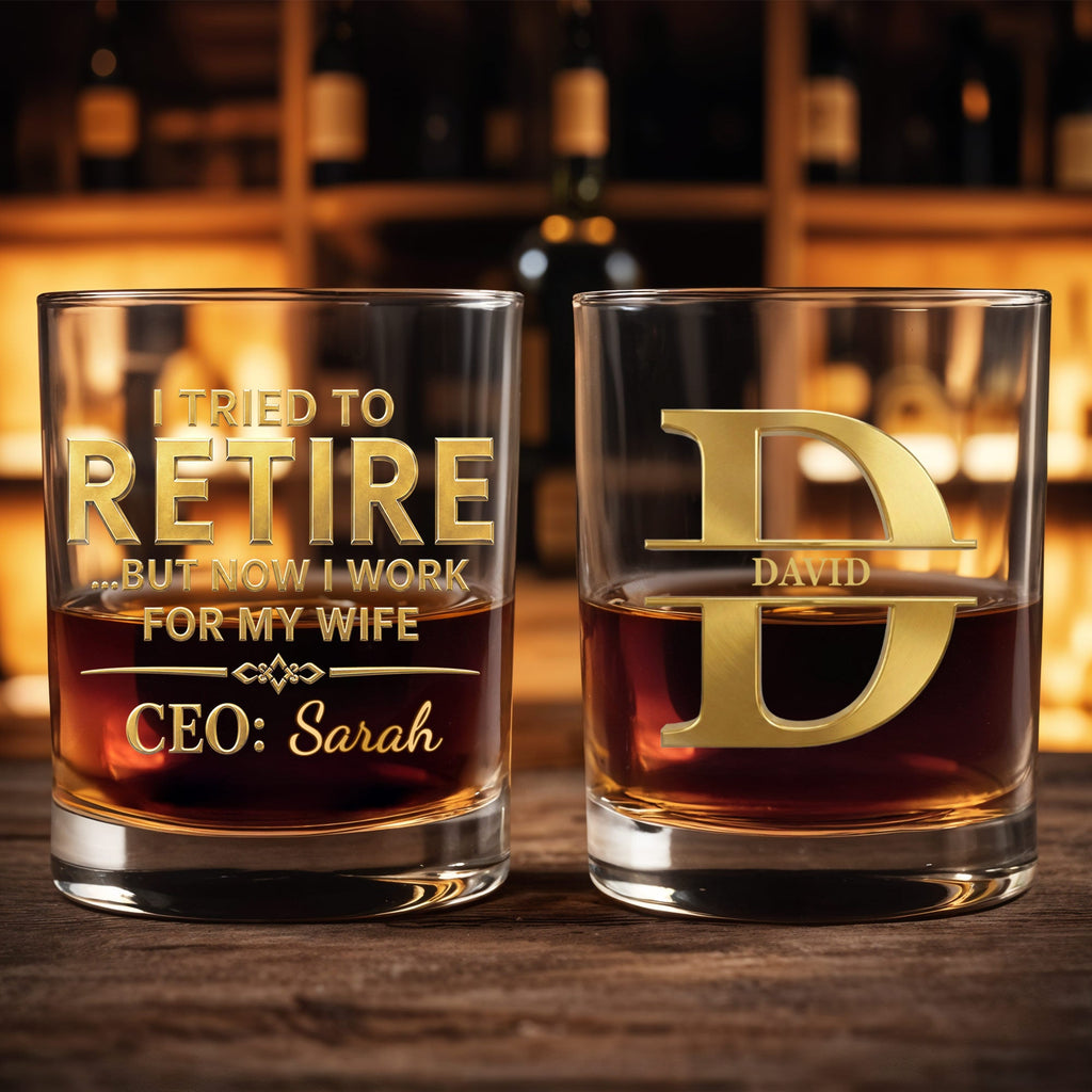 Personalized Custom Whiskey Glass for Dad Funny Retirement Gift Whiskey Glass GradoCreations
