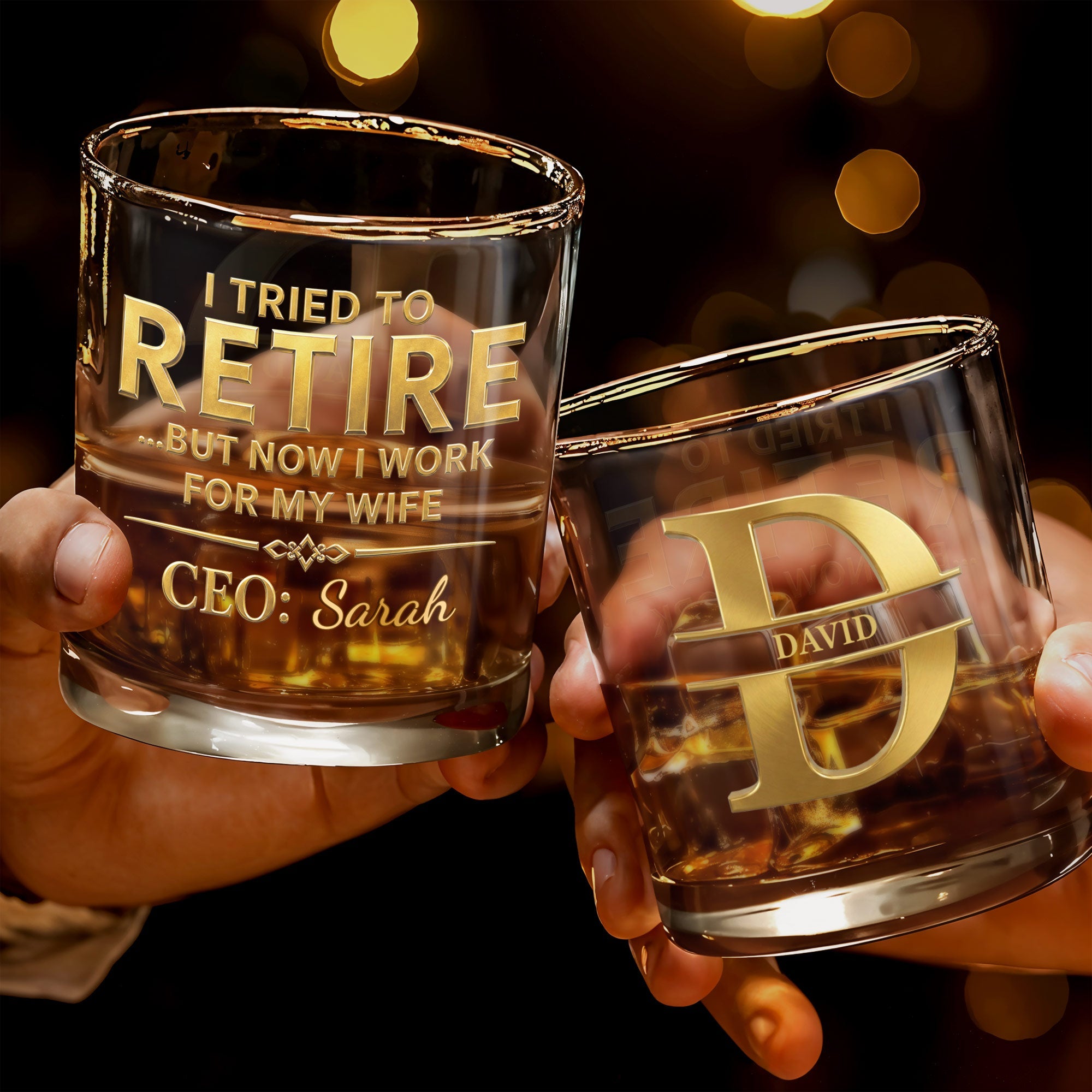 Personalized Custom Whiskey Glass for Dad Funny Retirement Gift Whiskey Glass GradoCreations