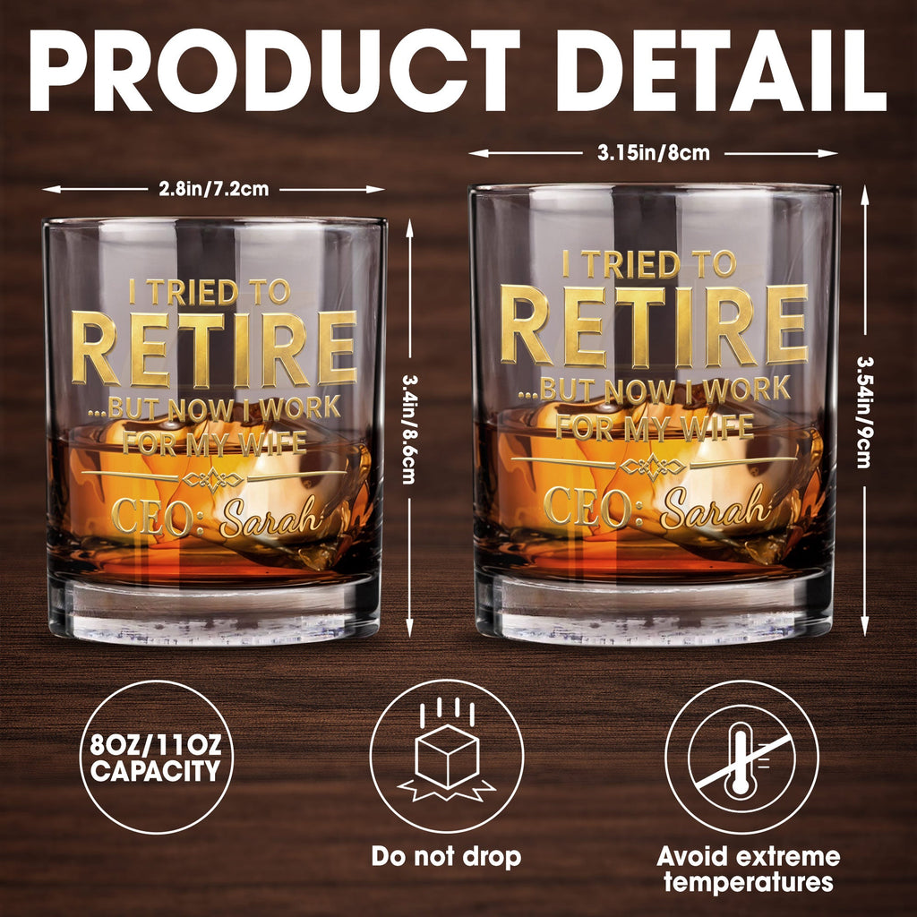 Personalized Custom Whiskey Glass for Dad Funny Retirement Gift Whiskey Glass GradoCreations