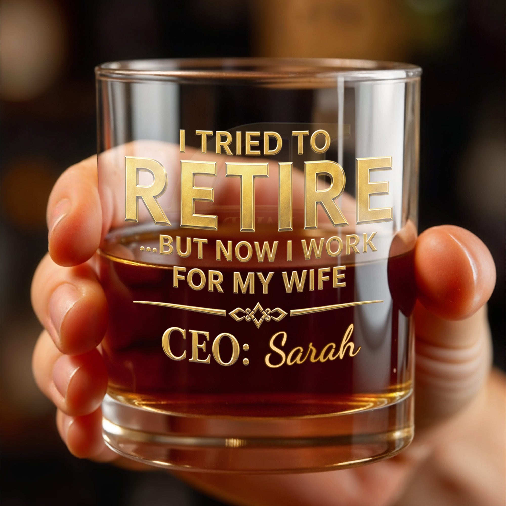 Personalized Custom Whiskey Glass for Dad Funny Retirement Gift Whiskey Glass GradoCreations