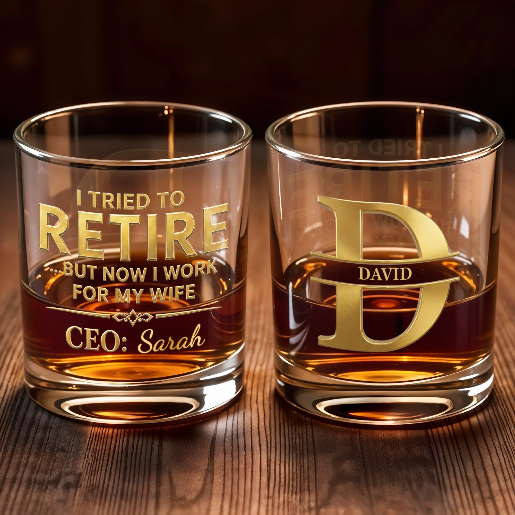 Personalized Custom Whiskey Glass for Dad Funny Retirement Gift Whiskey Glass GradoCreations